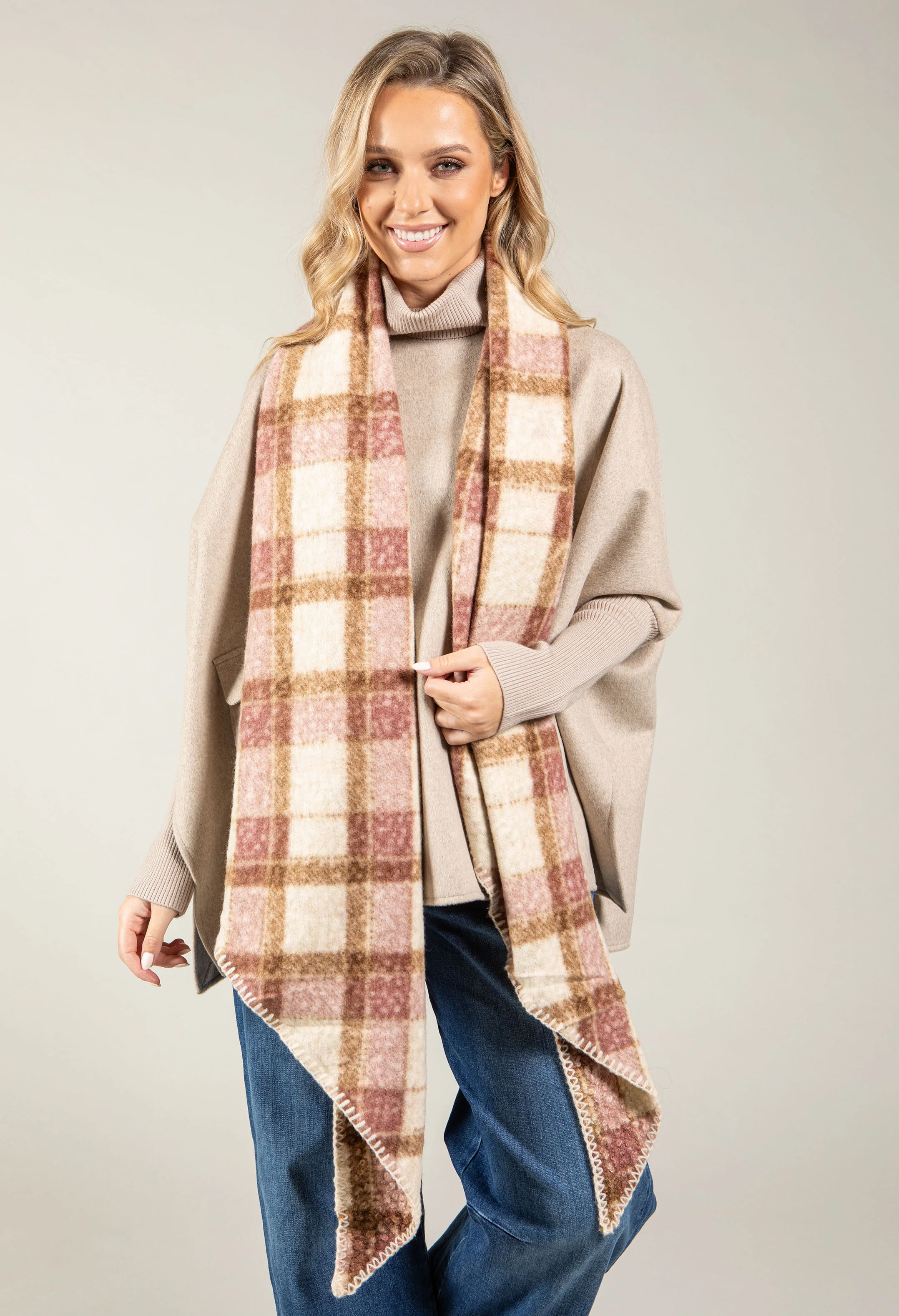Soft Boucle Check Scarf - Image 4