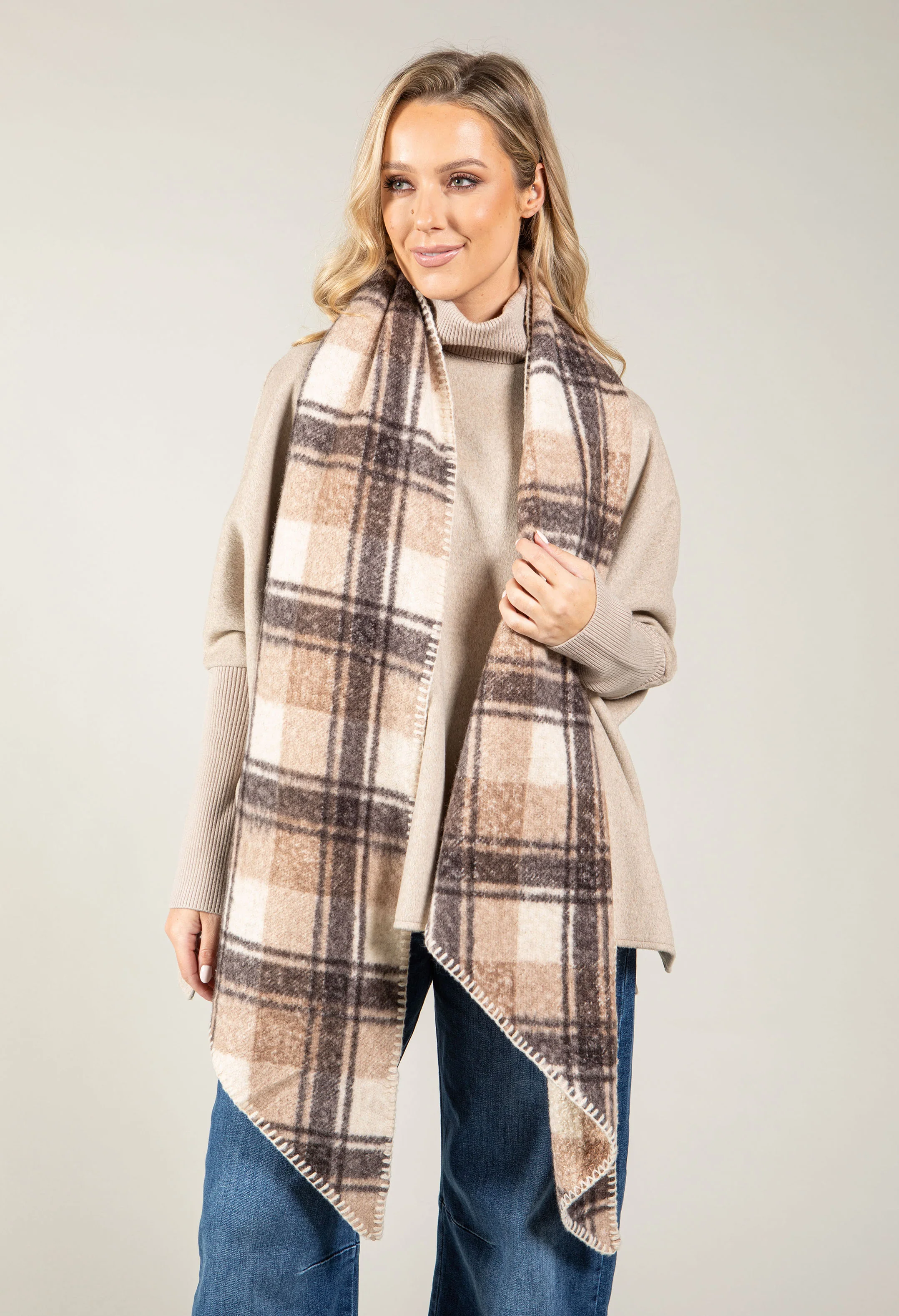 Soft Boucle Check Scarf - Image 5