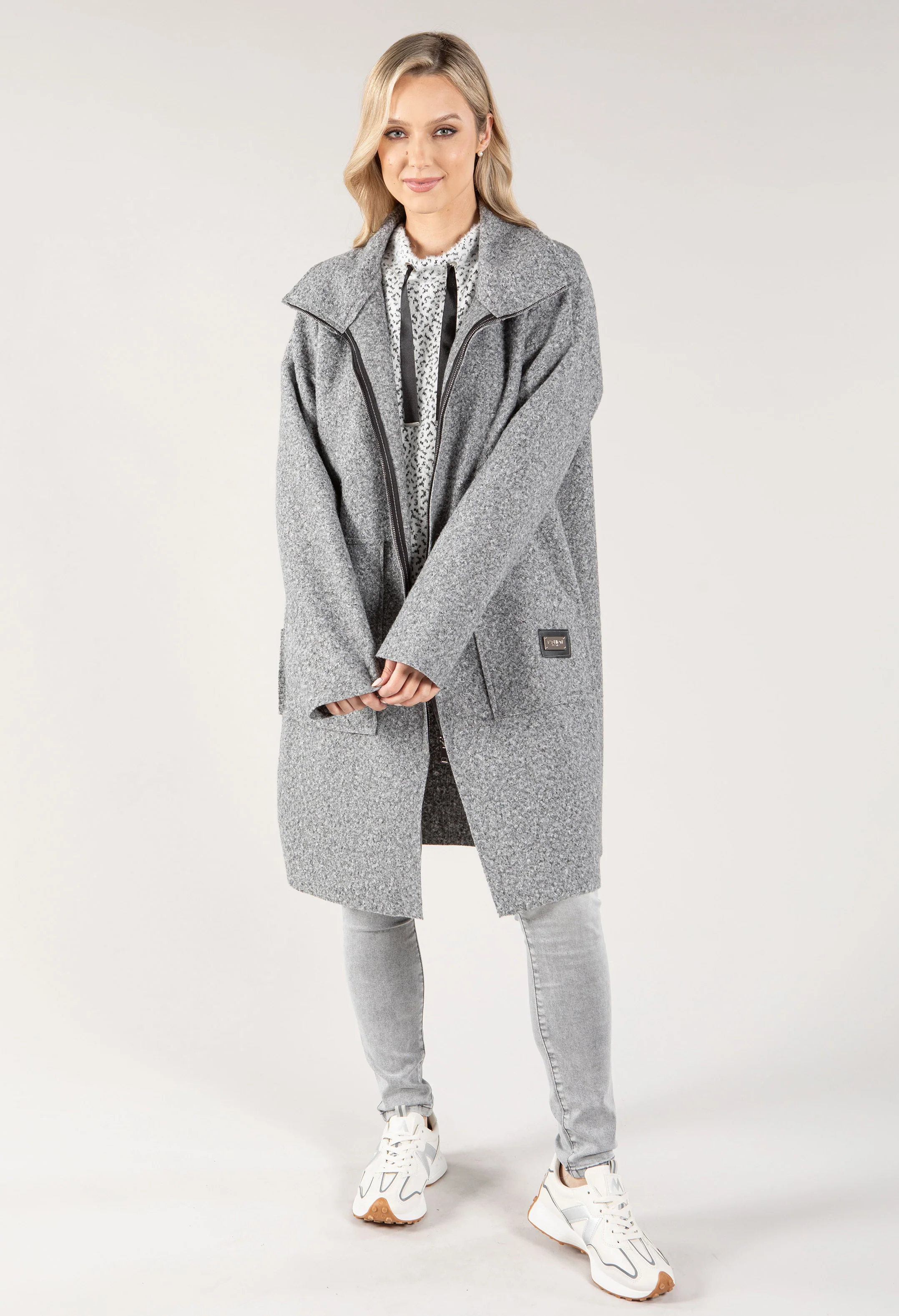 Soft Boucle Zip Up Coatigan - Image 3