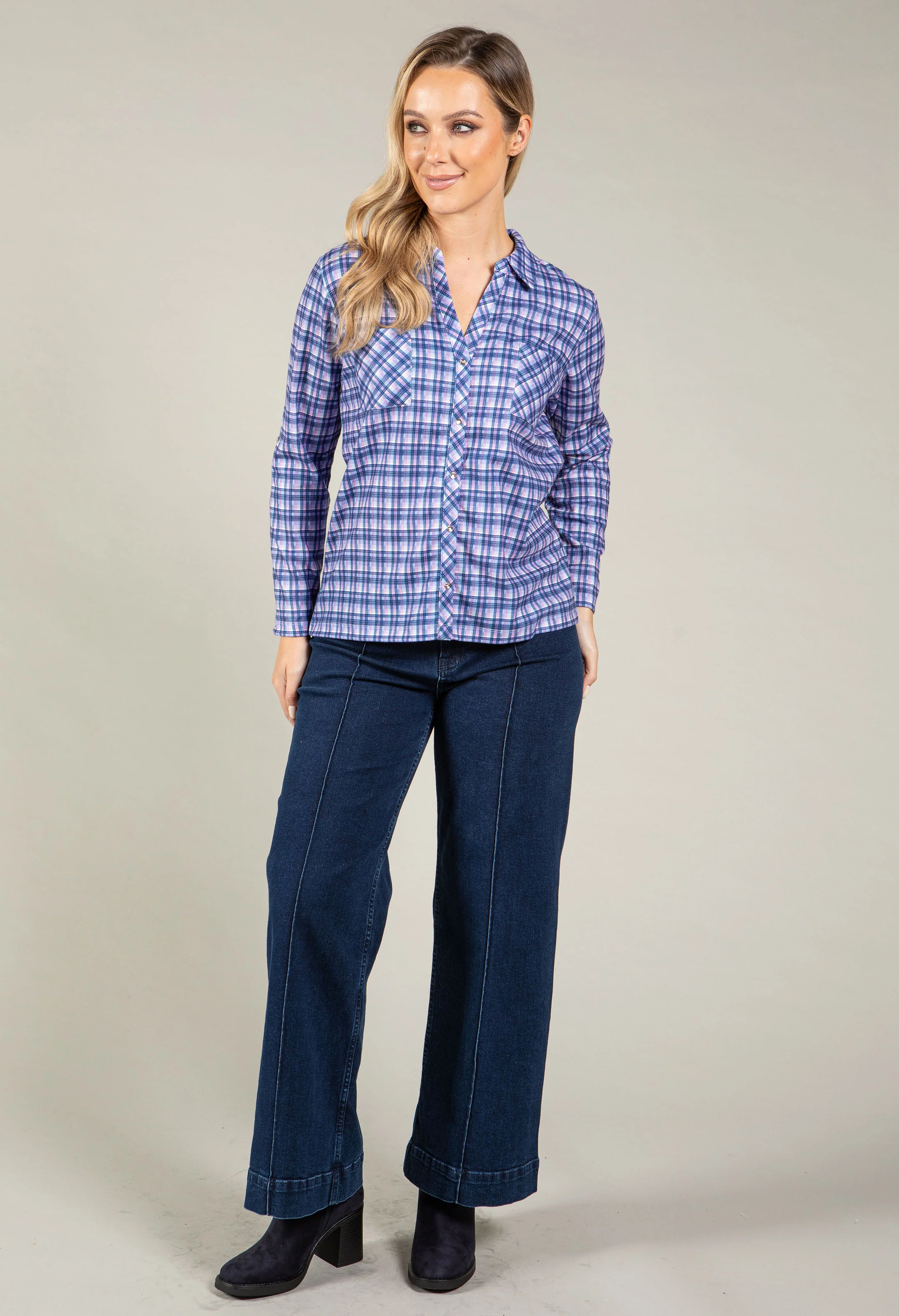 Soft Check Print Blouse - Image 4
