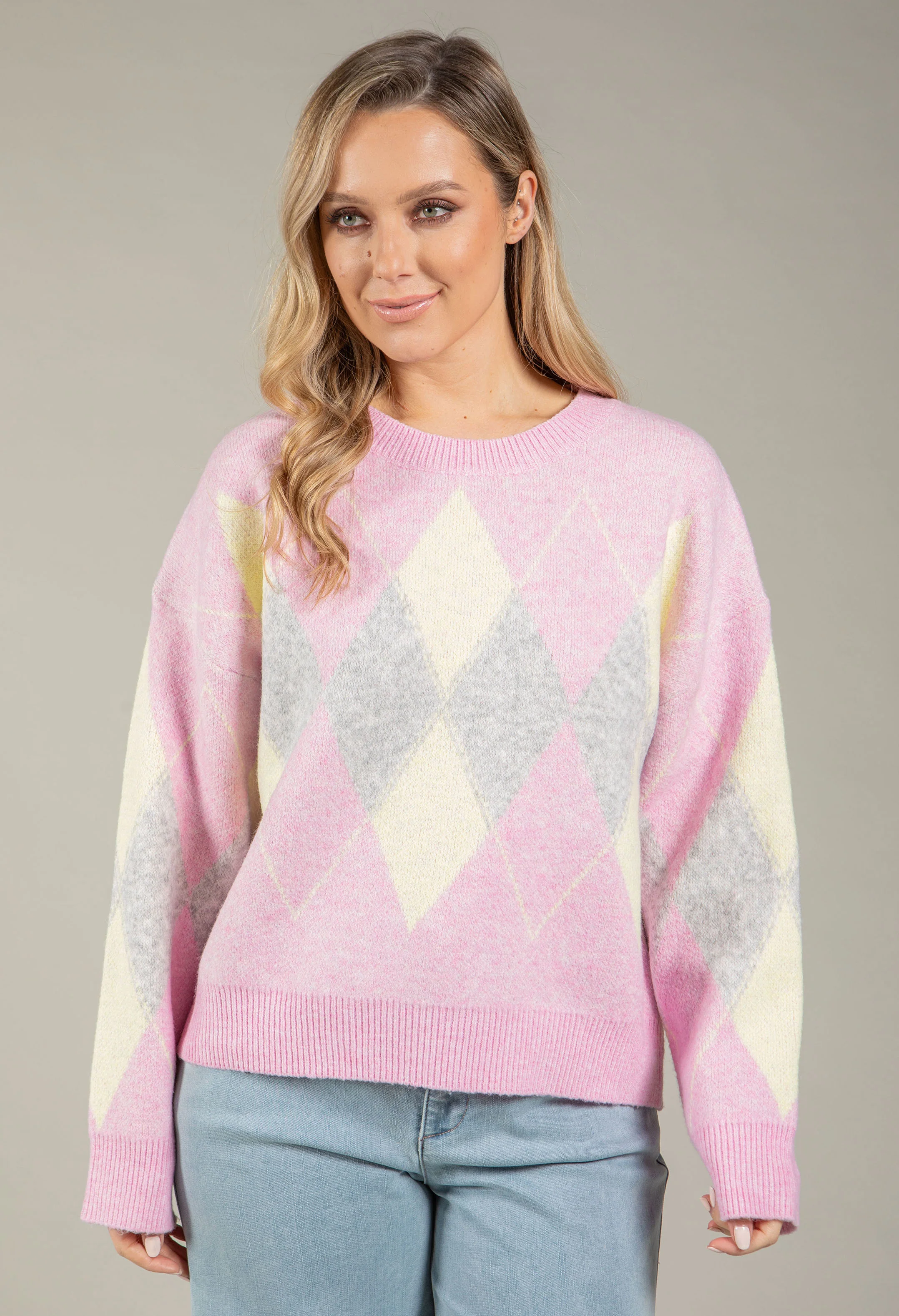 Soft Touch Argyle Knit Jumper - Image 5
