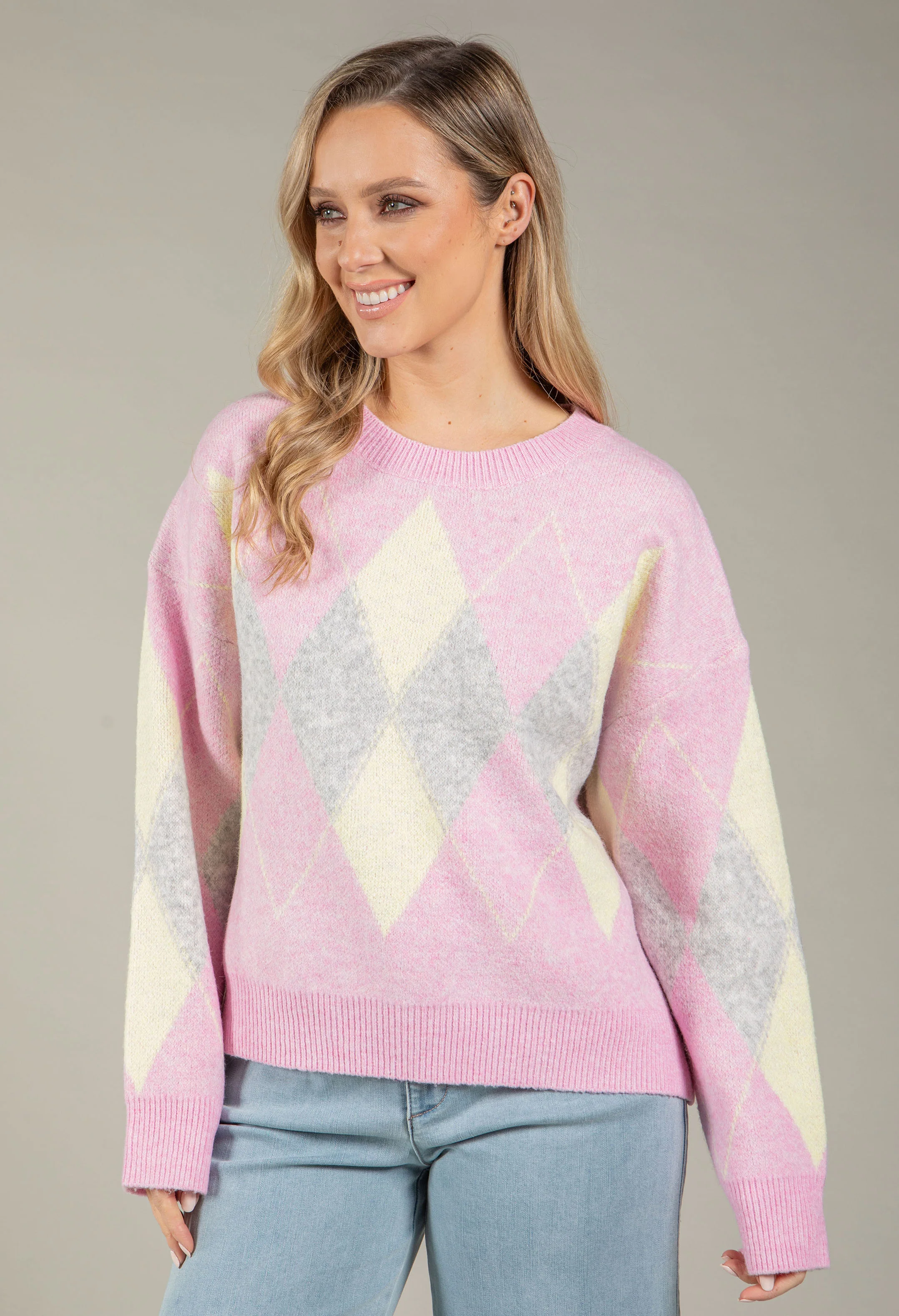 Soft Touch Argyle Knit Jumper - Image 6