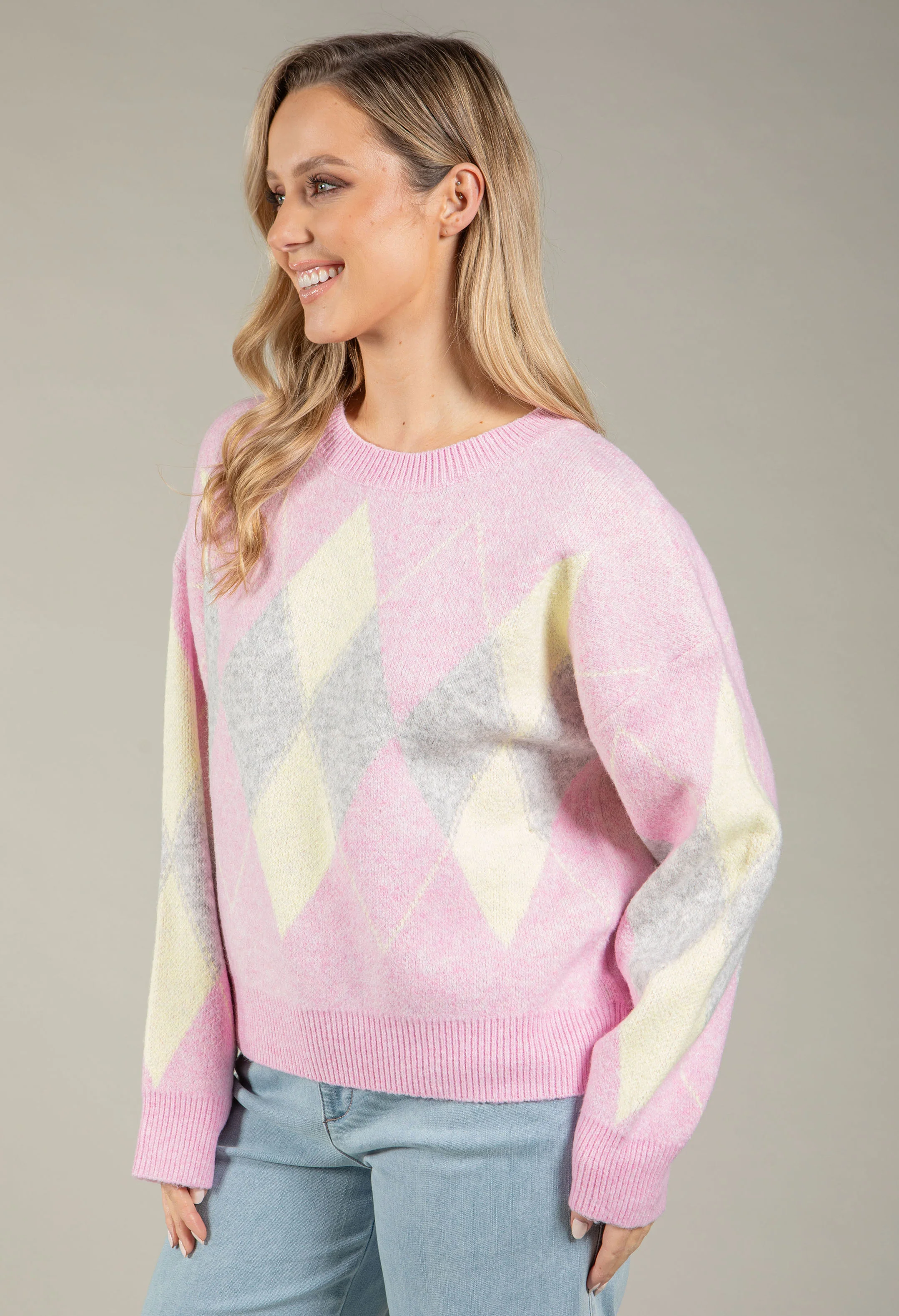Soft Touch Argyle Knit Jumper - Image 7