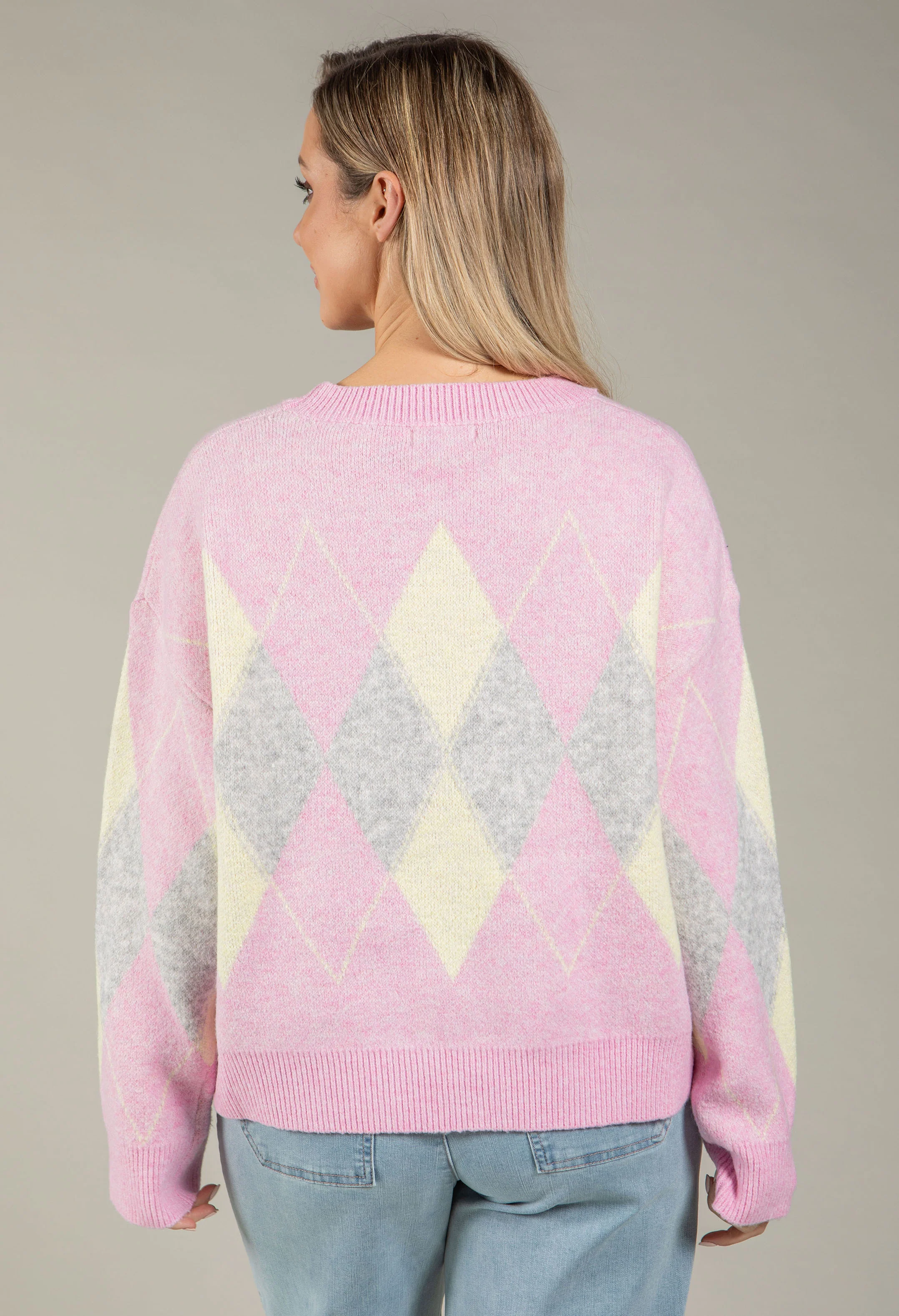Soft Touch Argyle Knit Jumper - Image 8