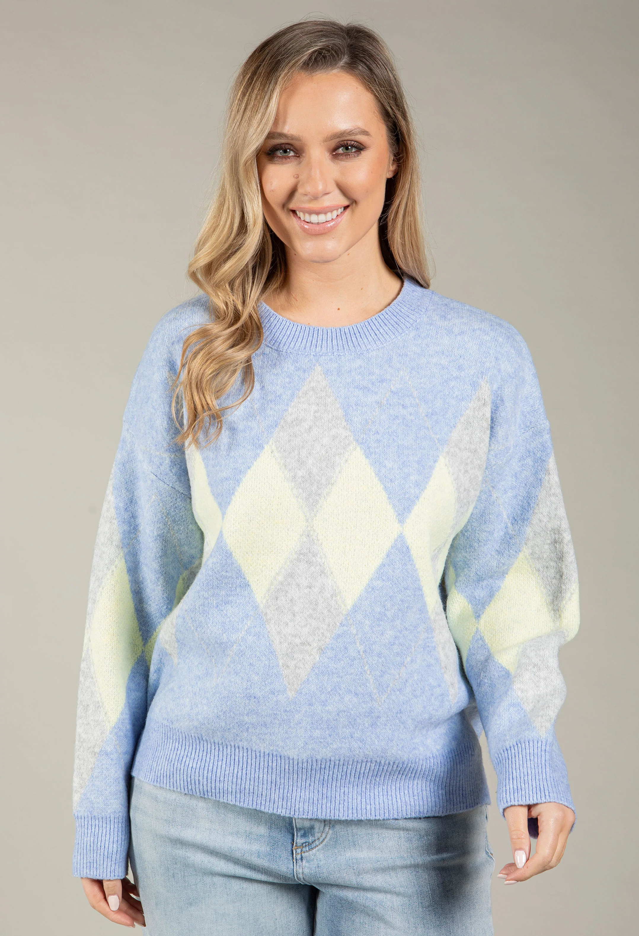 Soft Touch Argyle Knit Jumper - Image 9