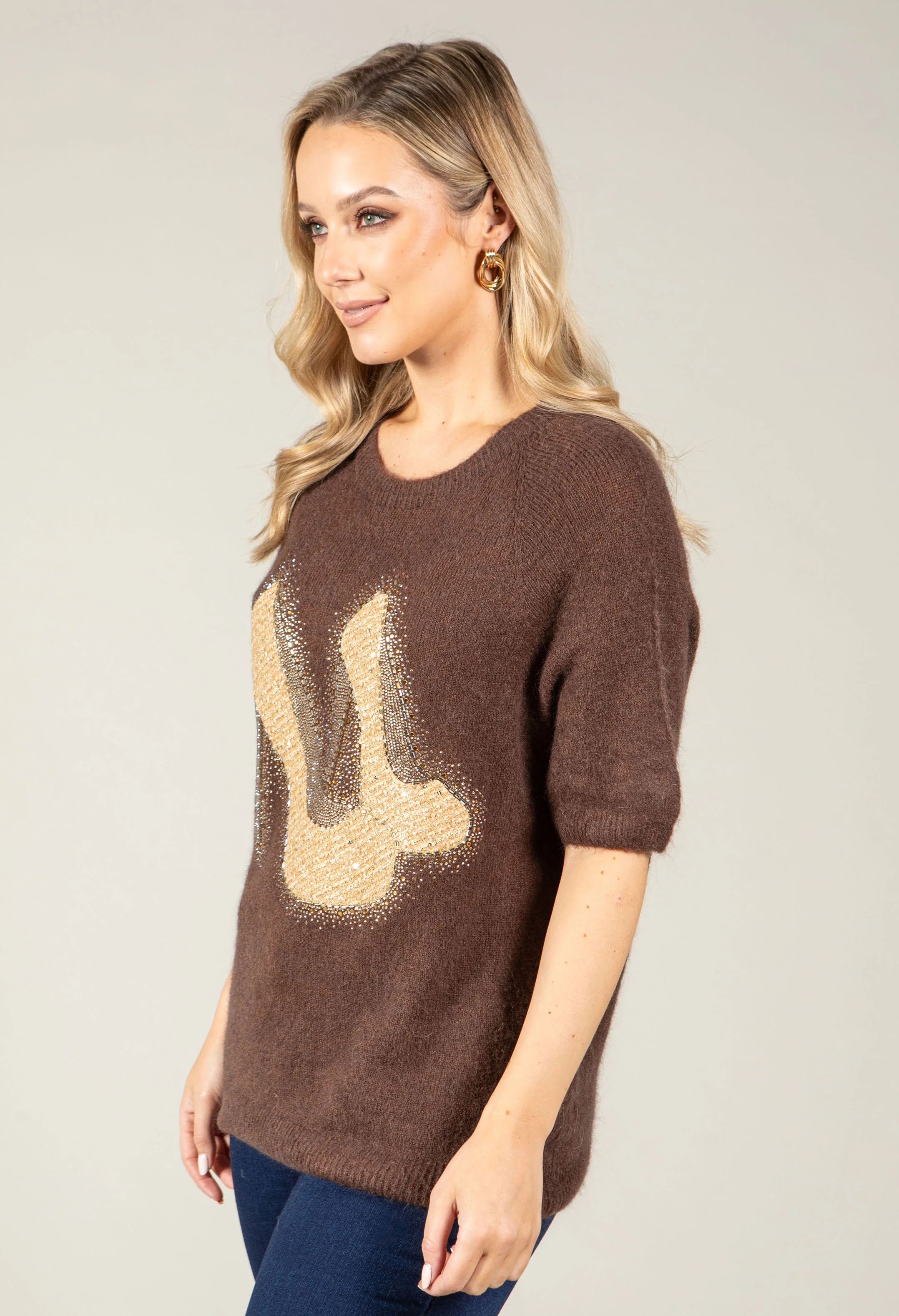 Soft Touch Diamante Knit Jumper - Image 6