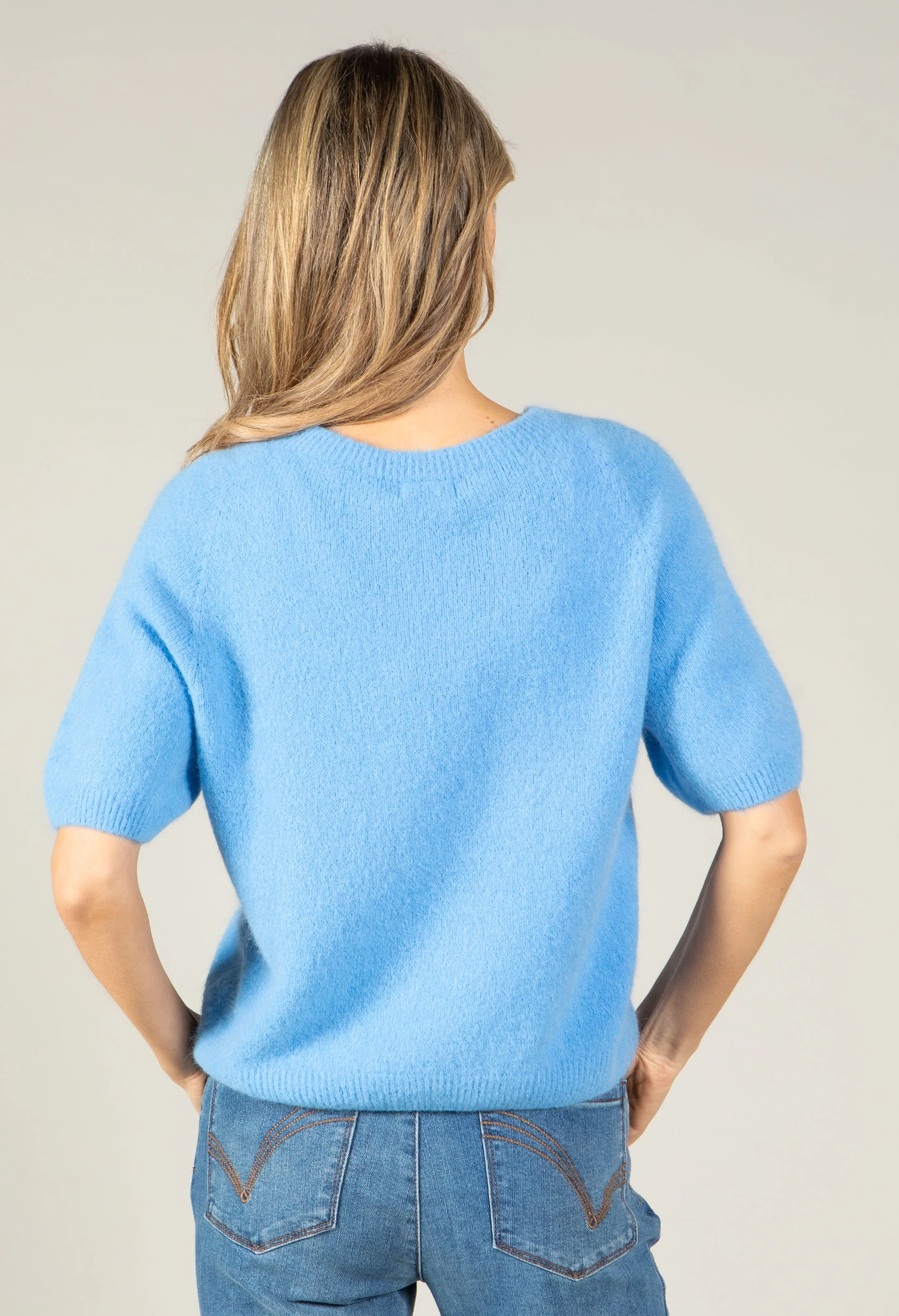 Round Neck Short Sleeve Sweater in Superfine Alpaca - Image 6