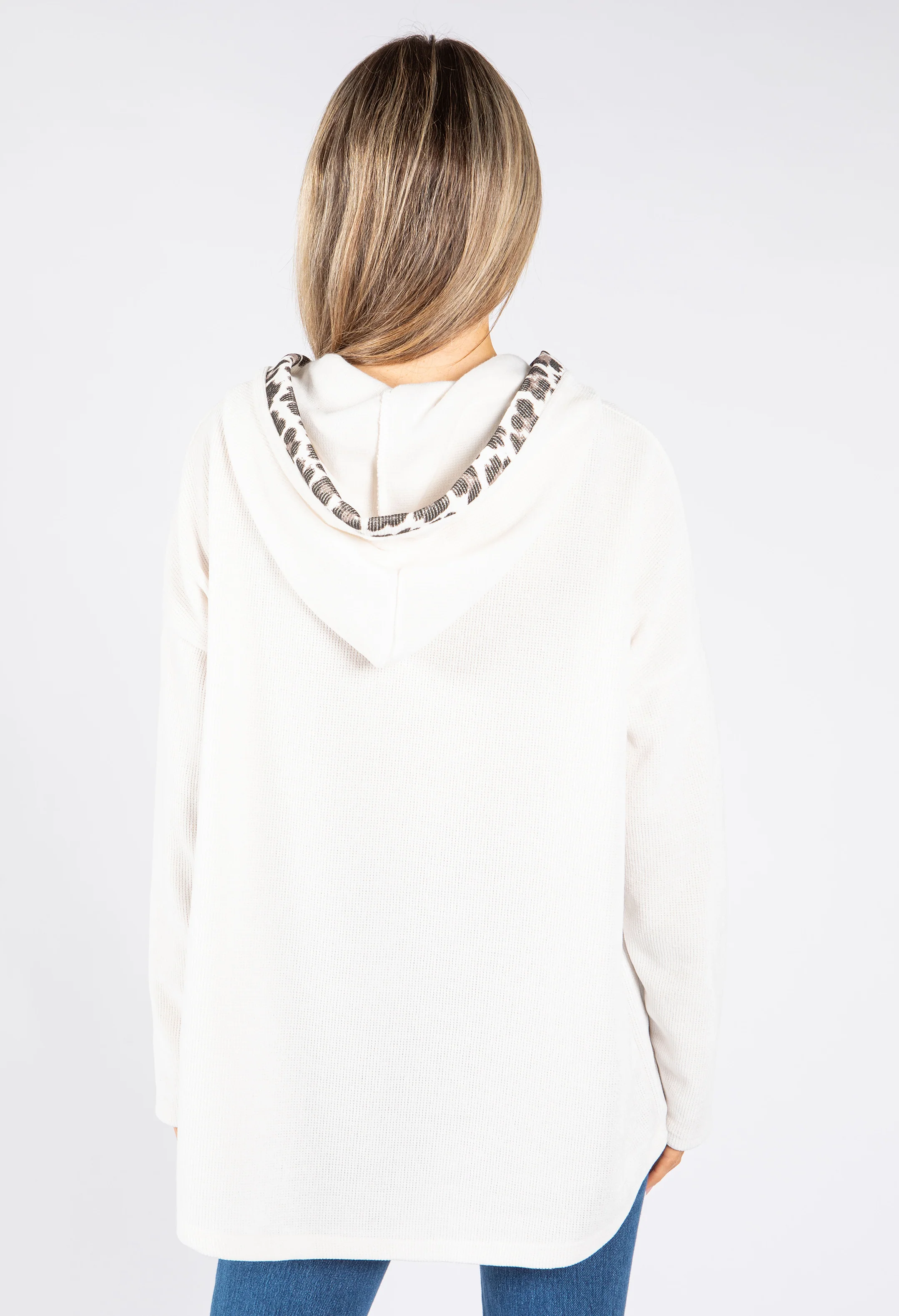 Soft Touch Leo Print Detail Hoodie - Image 5