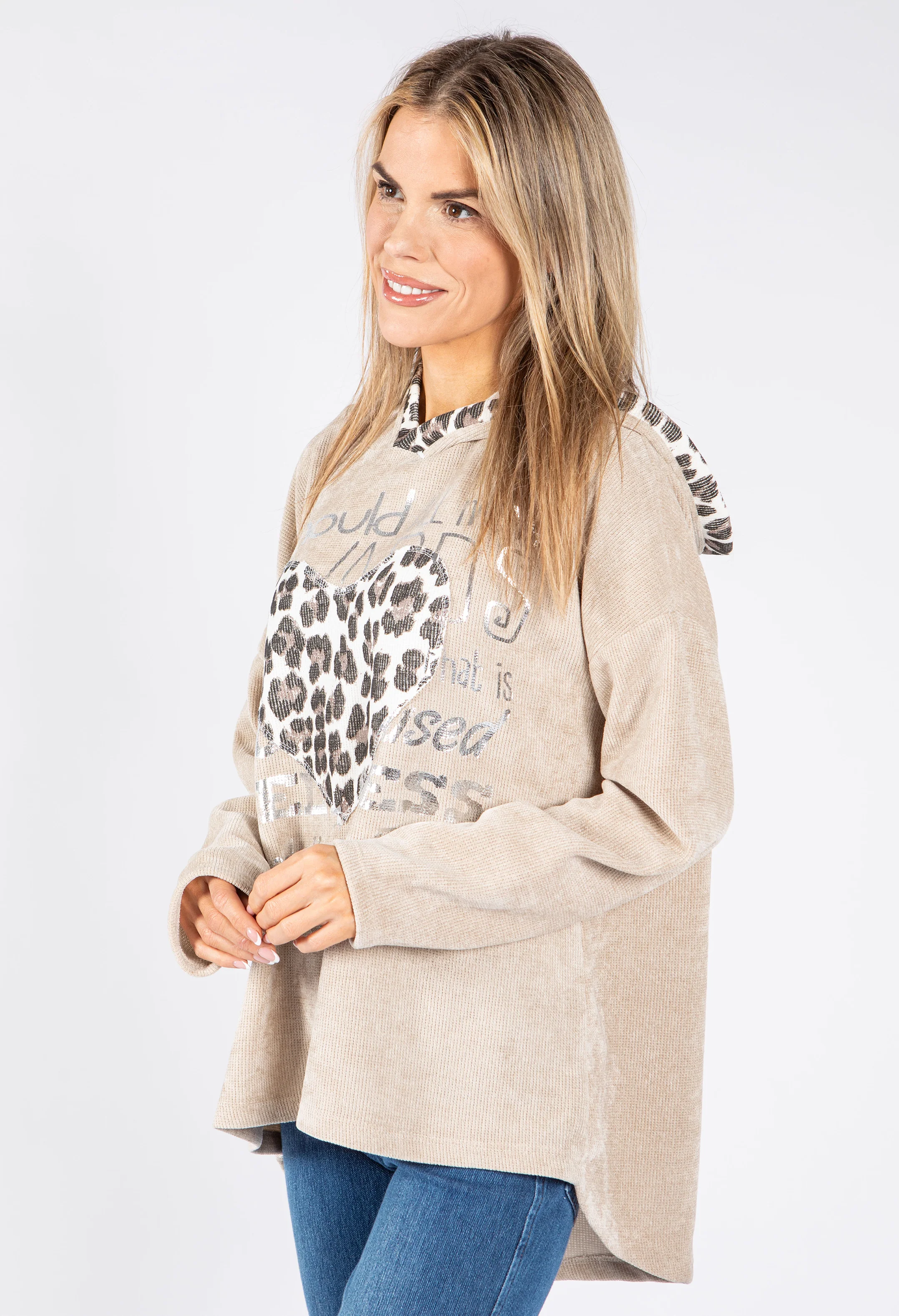 Soft Touch Leo Print Detail Hoodie - Image 7