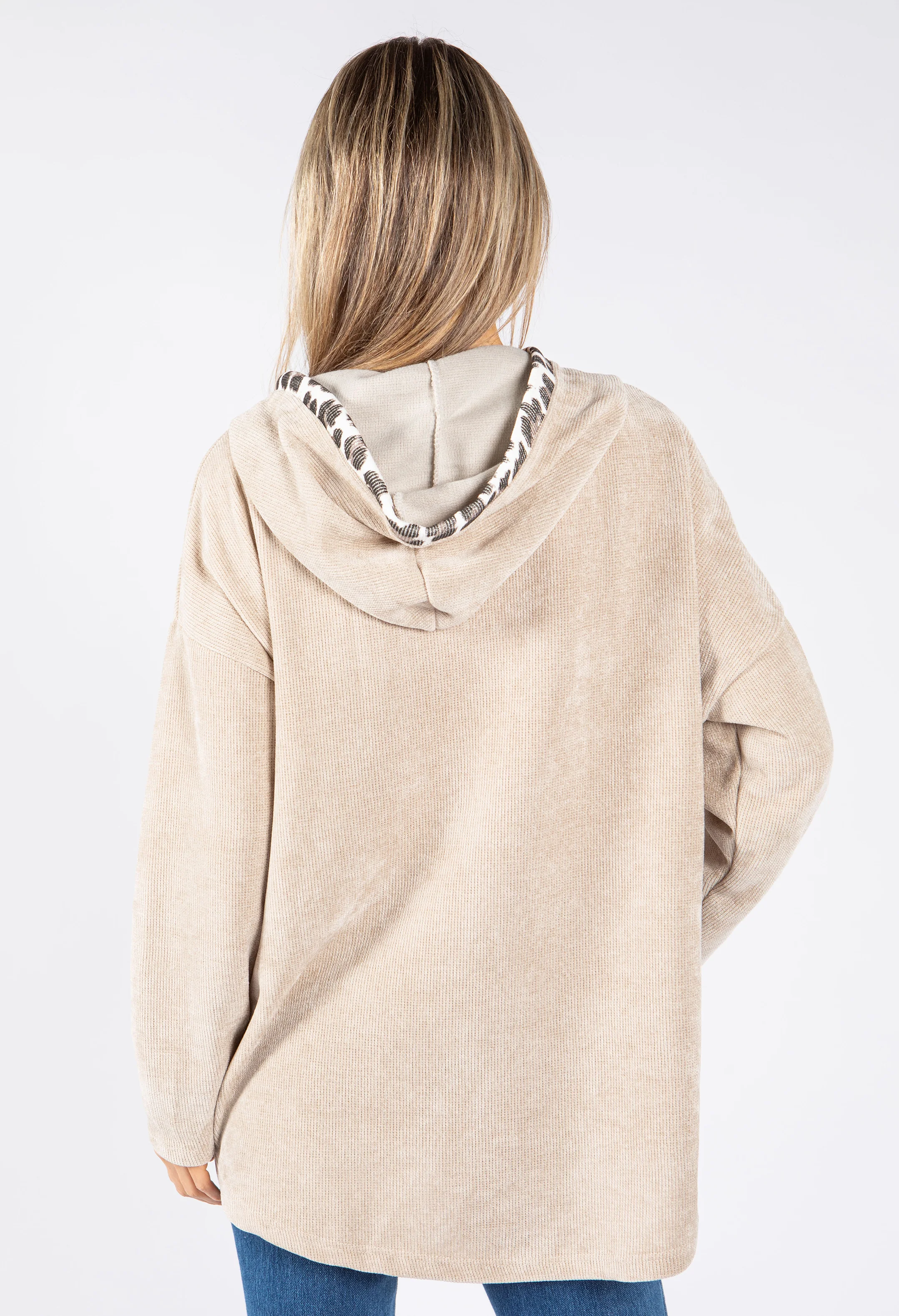 Soft Touch Leo Print Detail Hoodie - Image 9
