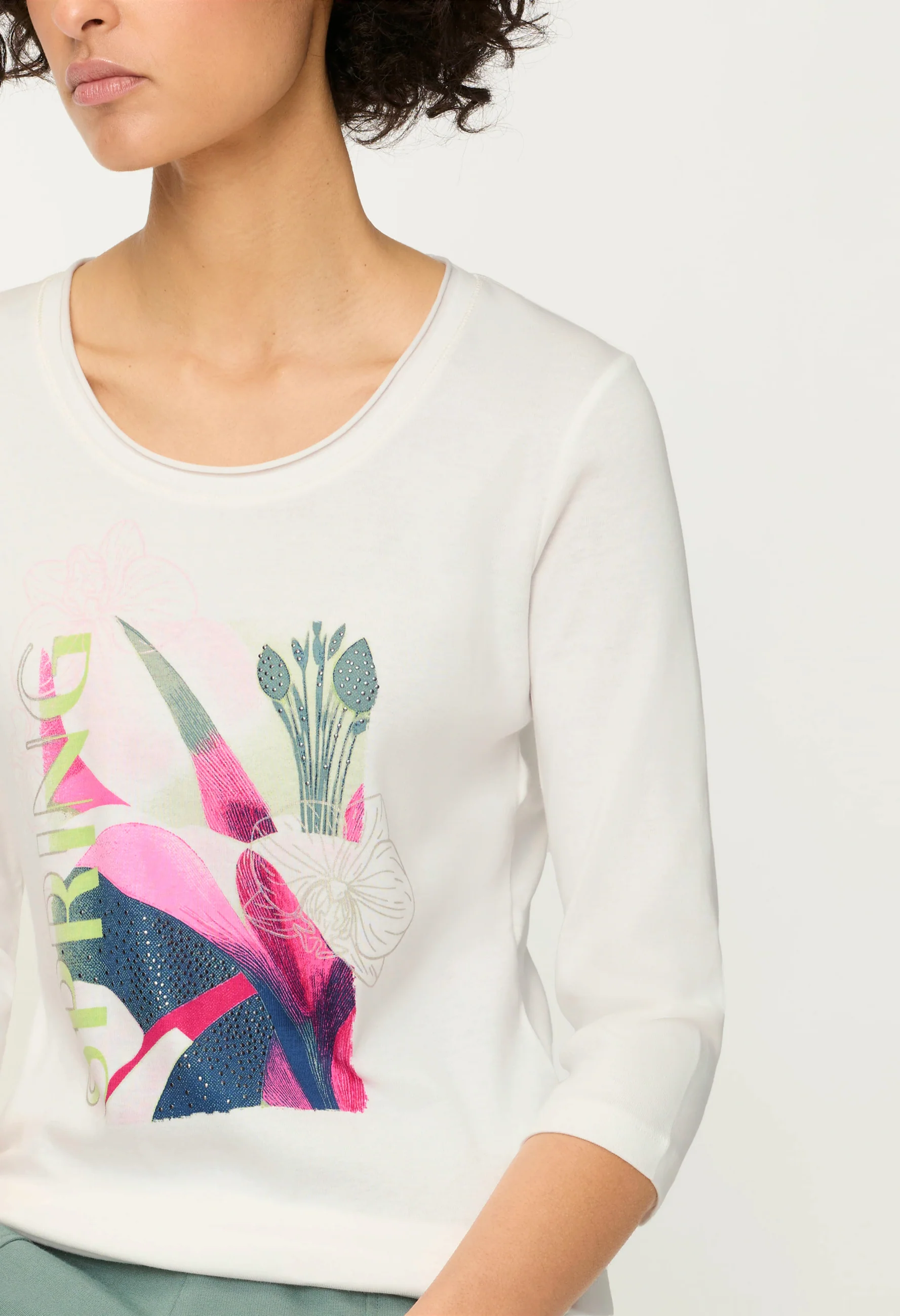 Spring Print 3/4 Sleeve Top - Image 2