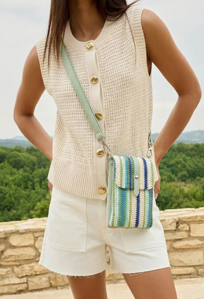 Straw Striped Crossbody Bag - Image 9