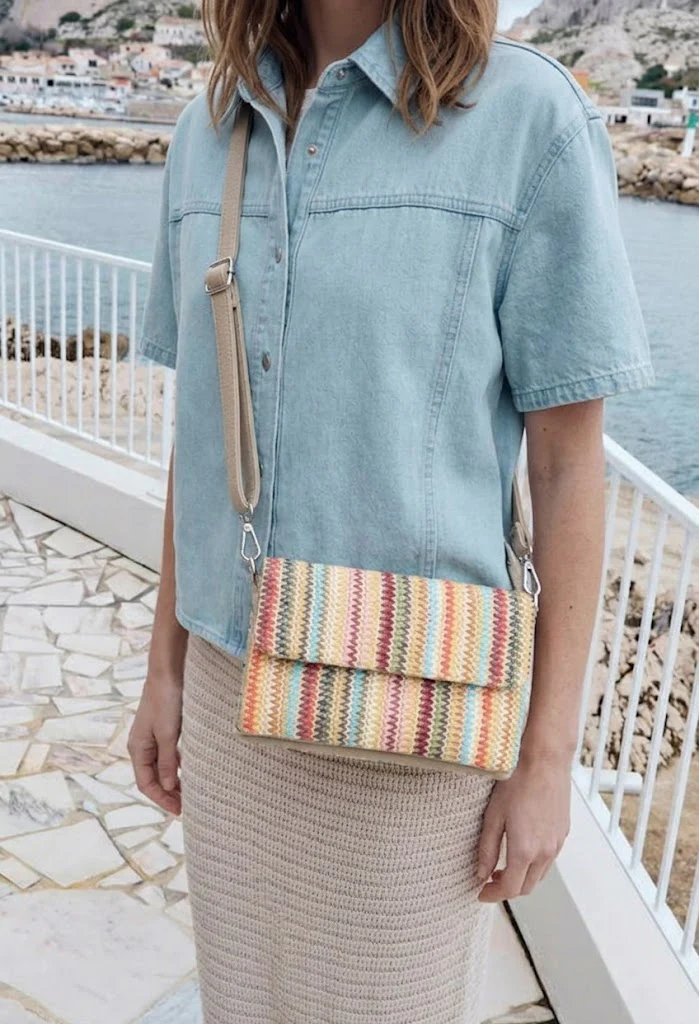 Straw Striped Mini Crossbody Bag