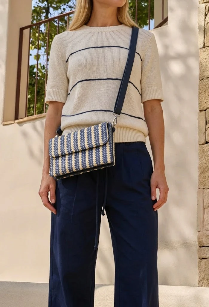 Straw Striped Mini Crossbody Bag - Image 16