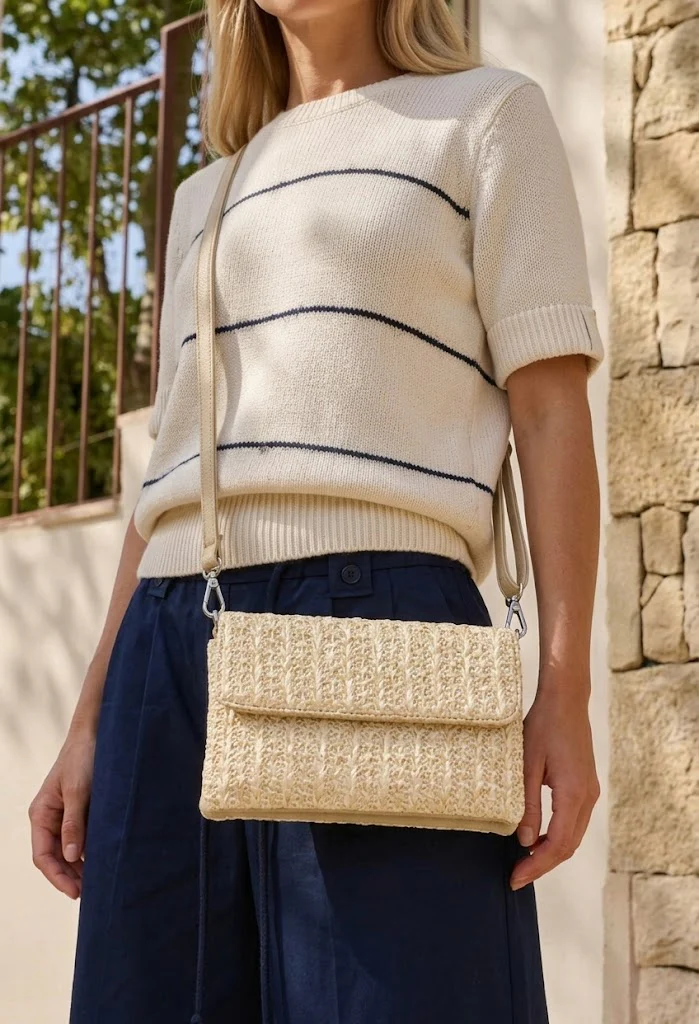 Straw Striped Mini Crossbody Bag - Image 21
