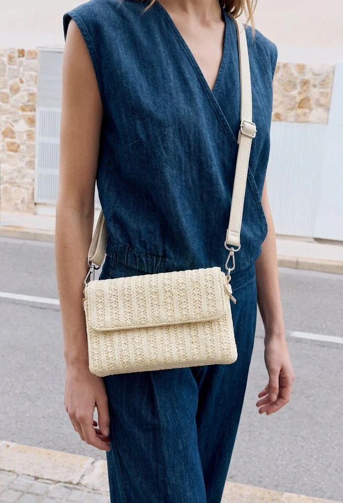 Straw Striped Mini Crossbody Bag - Image 6