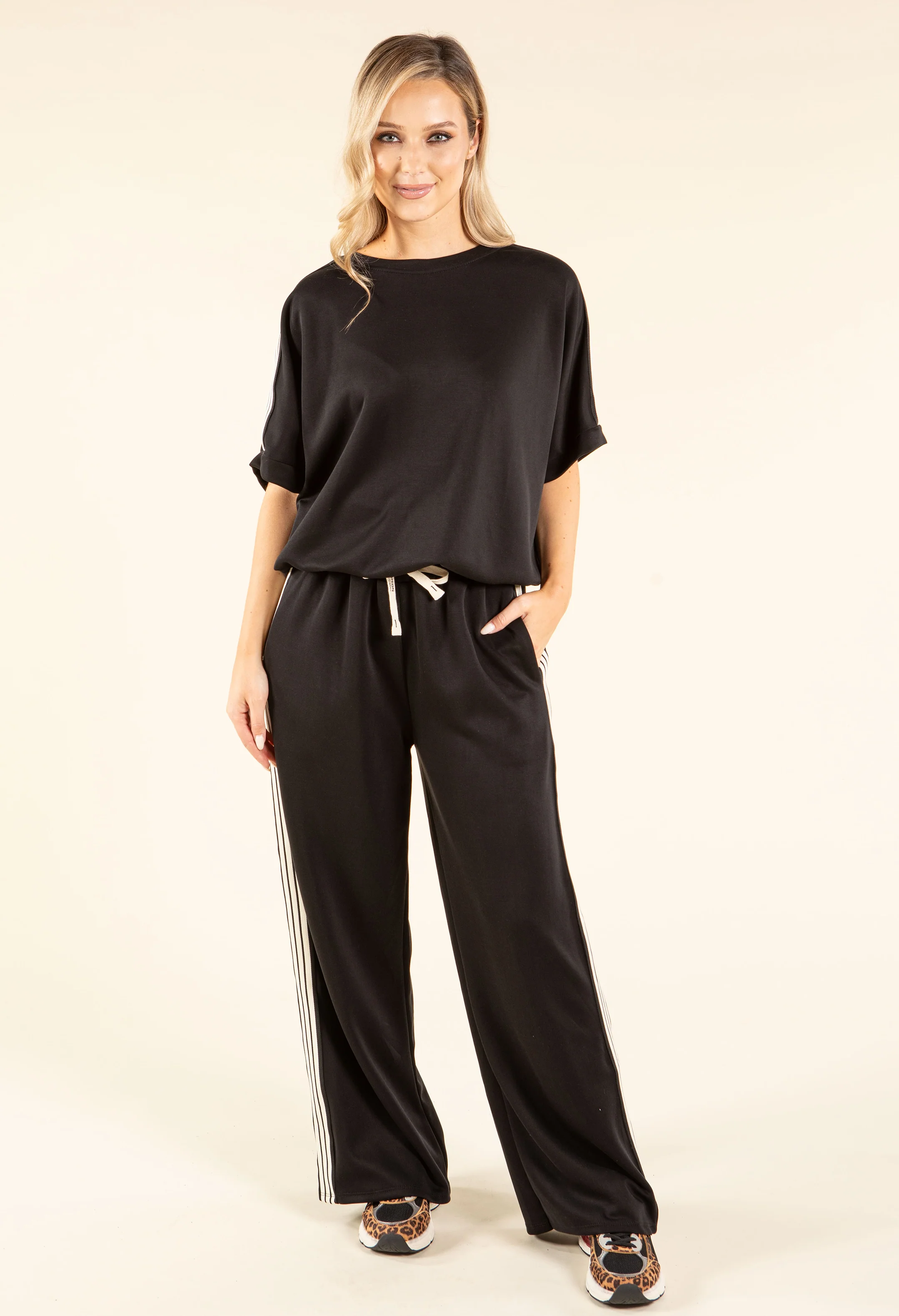 Stripe Detail Wide Joggers - Image 9