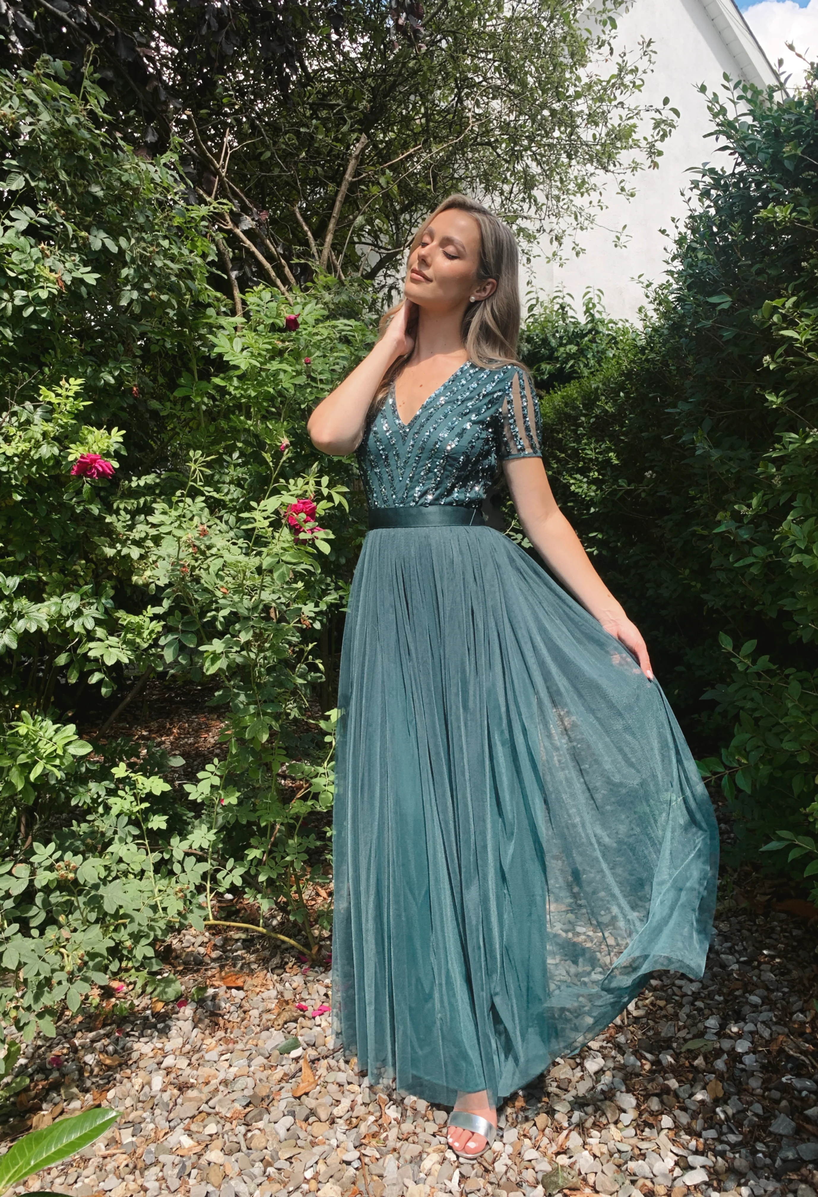 STRIPE EMBELLISHED MAXI DRESS WITH SASH BELT - Image 17