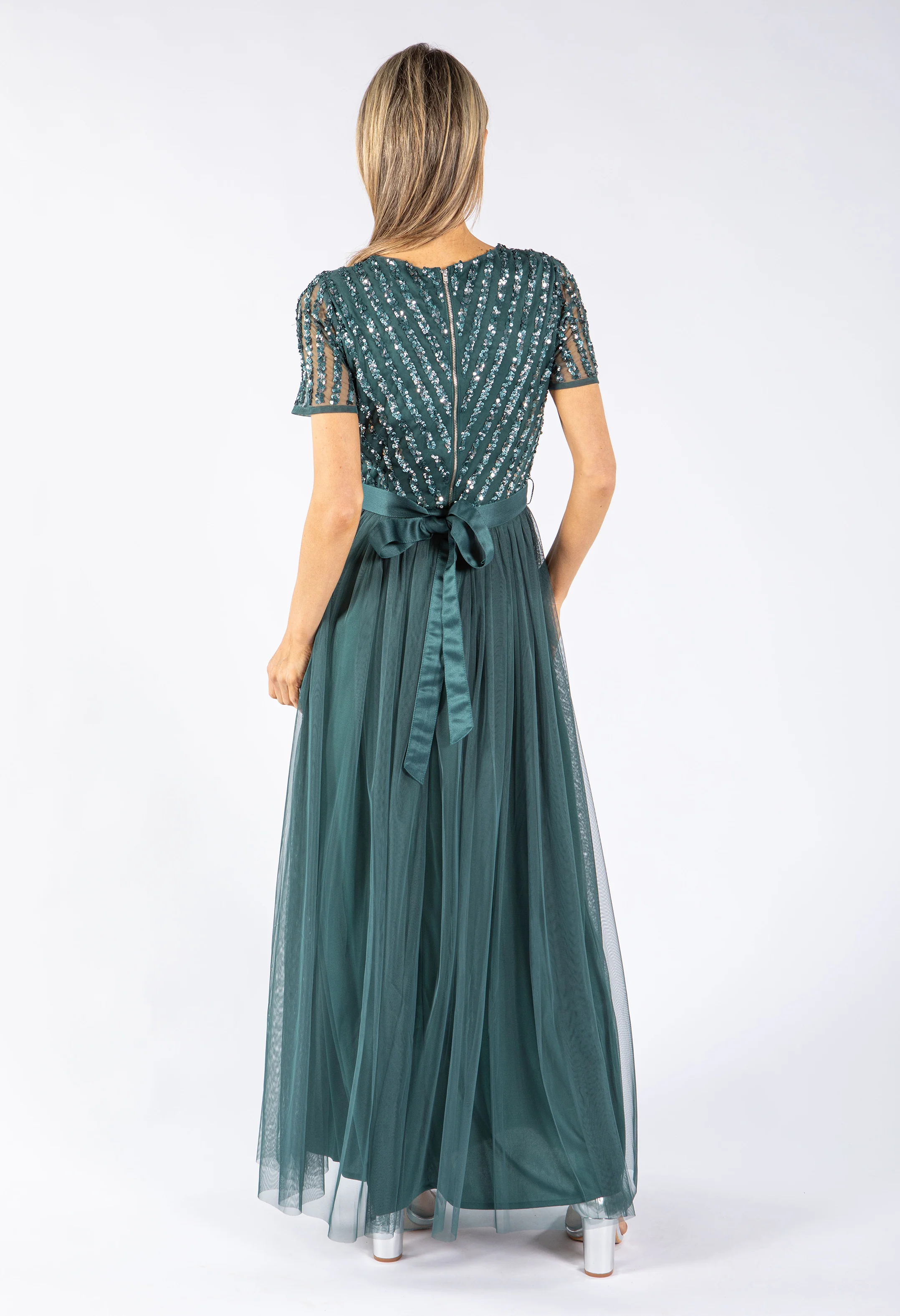 STRIPE EMBELLISHED MAXI DRESS WITH SASH BELT - Image 21