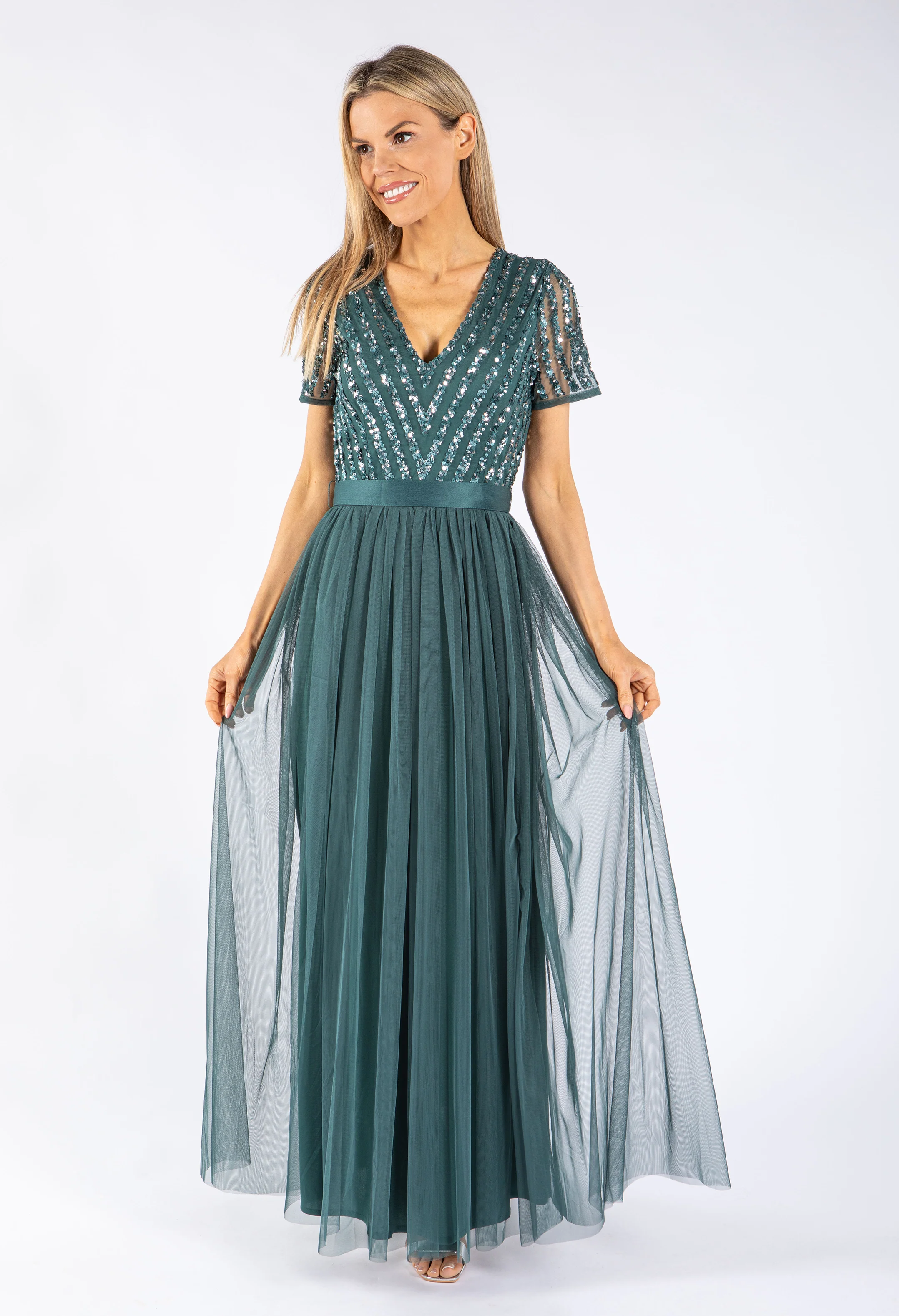 STRIPE EMBELLISHED MAXI DRESS WITH SASH BELT - Image 22