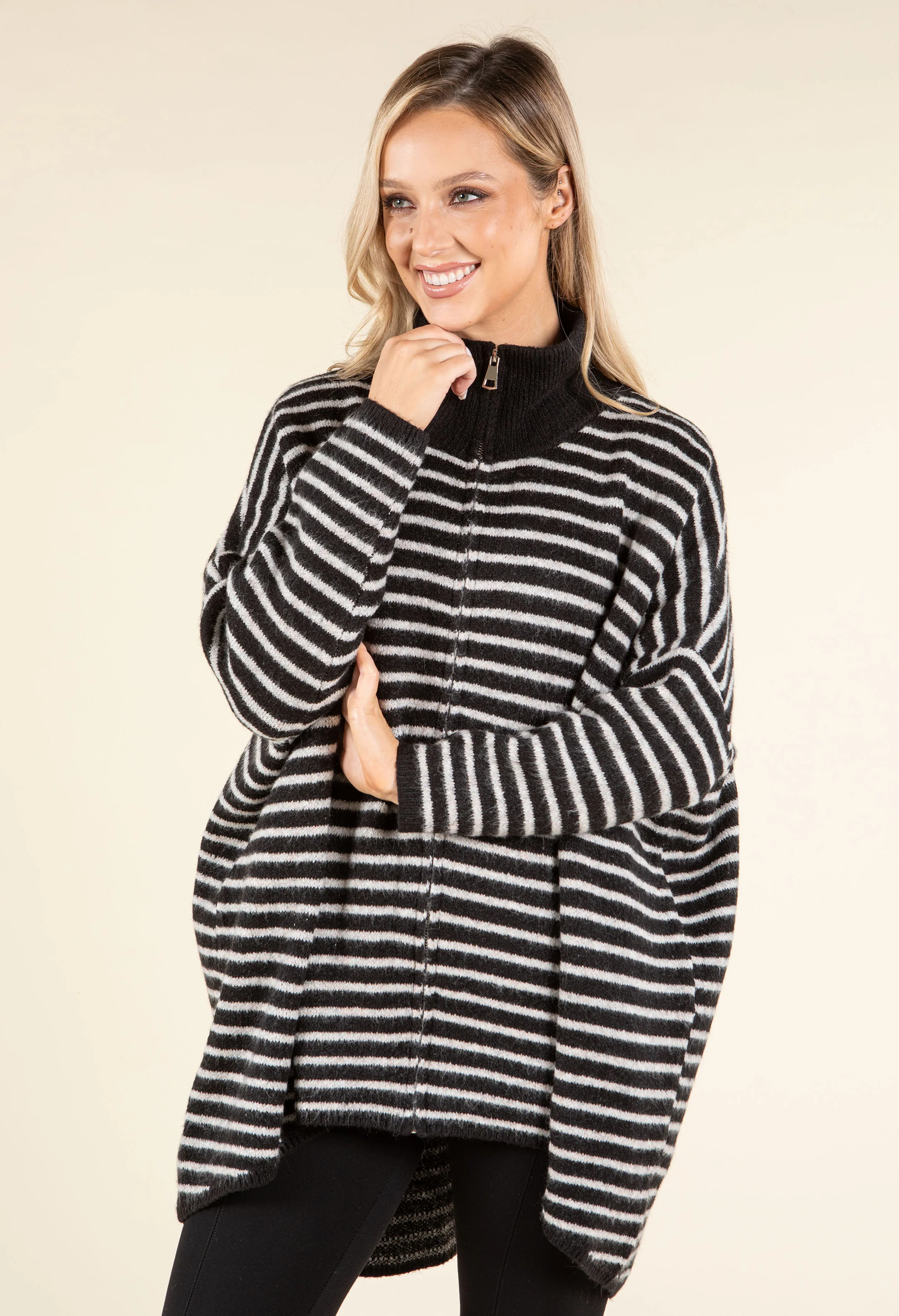Striped Longline Knit Cardigan - Image 2