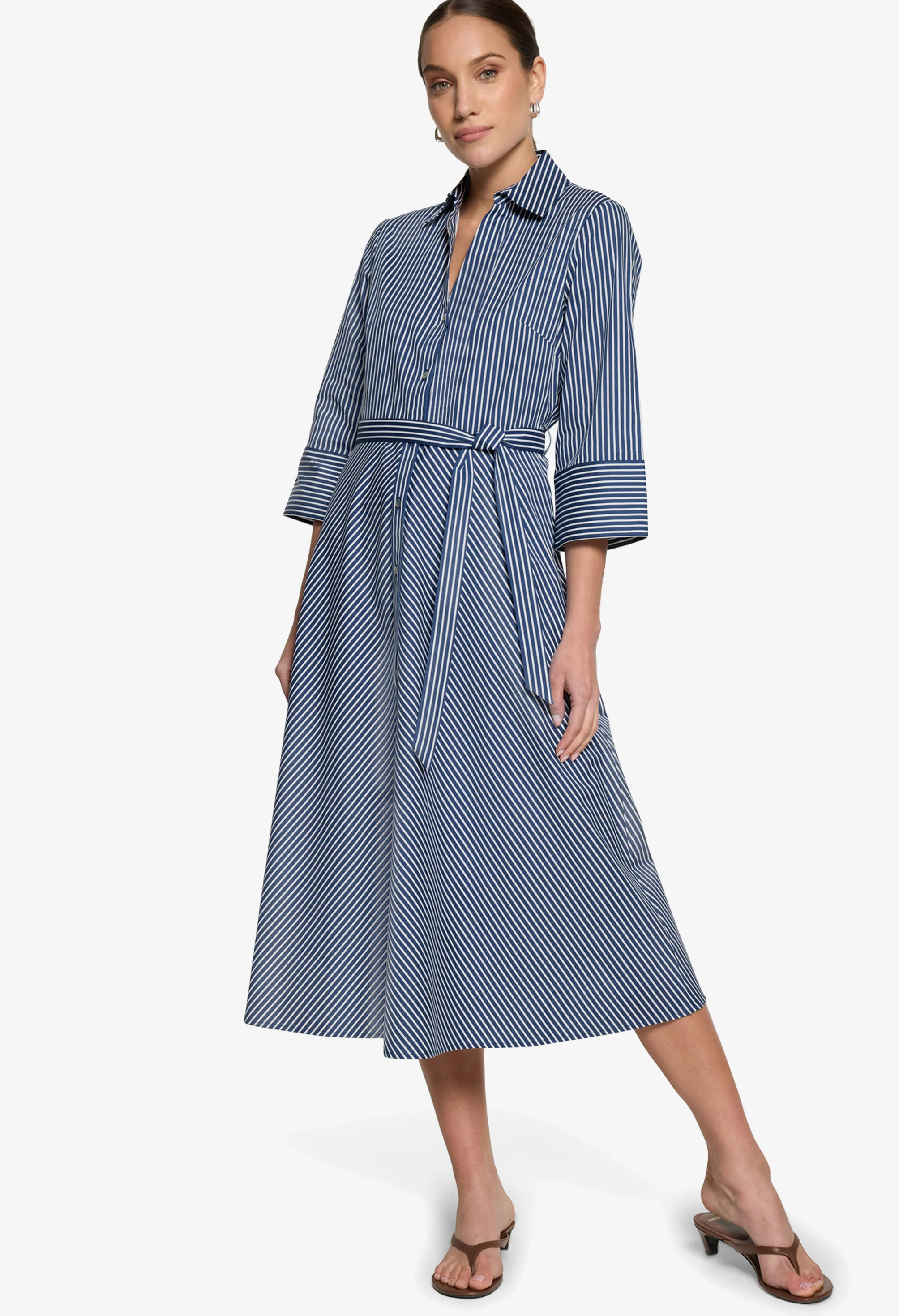 Striped Midi Shirt Dress