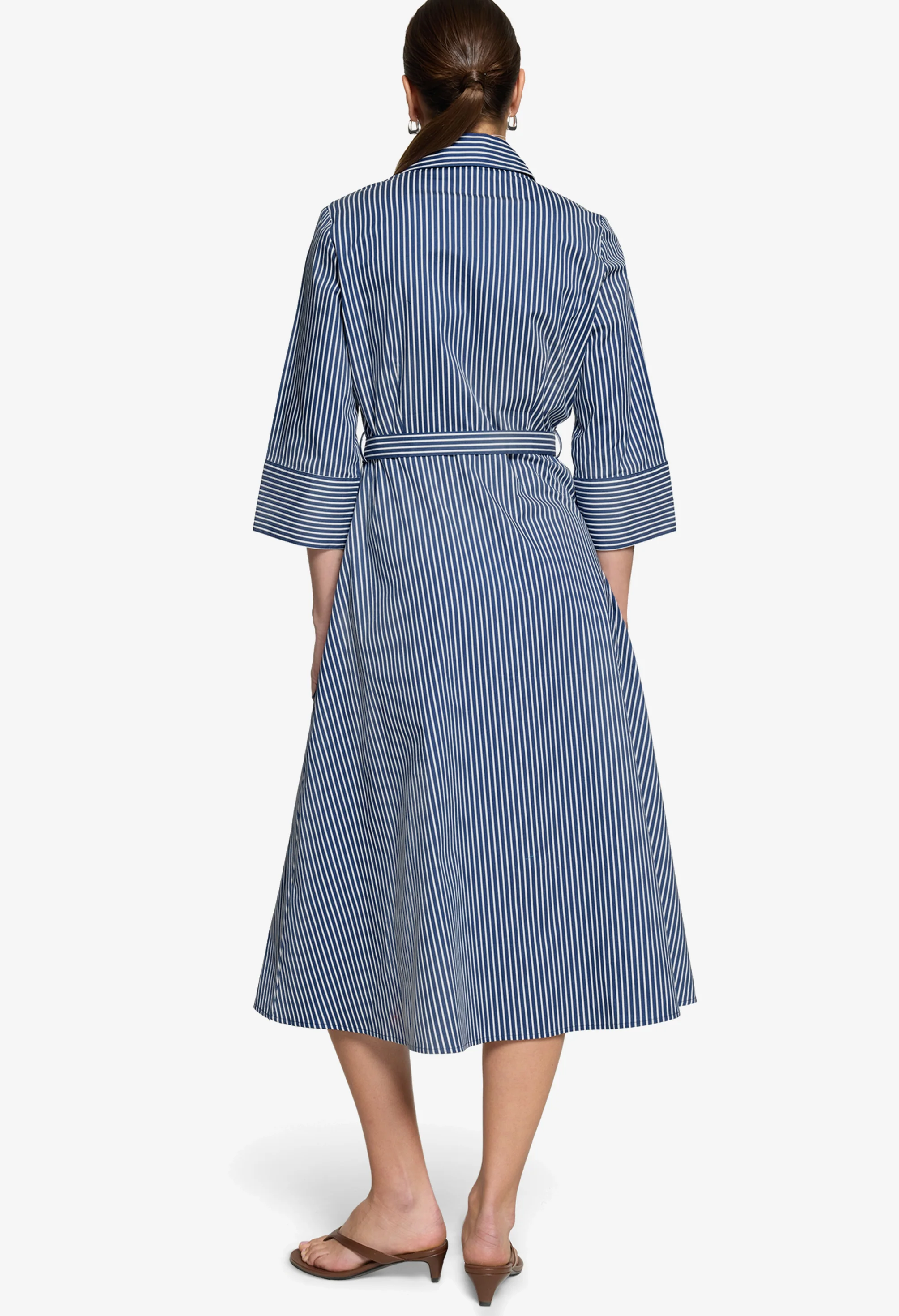 Striped Midi Shirt Dress - Image 2