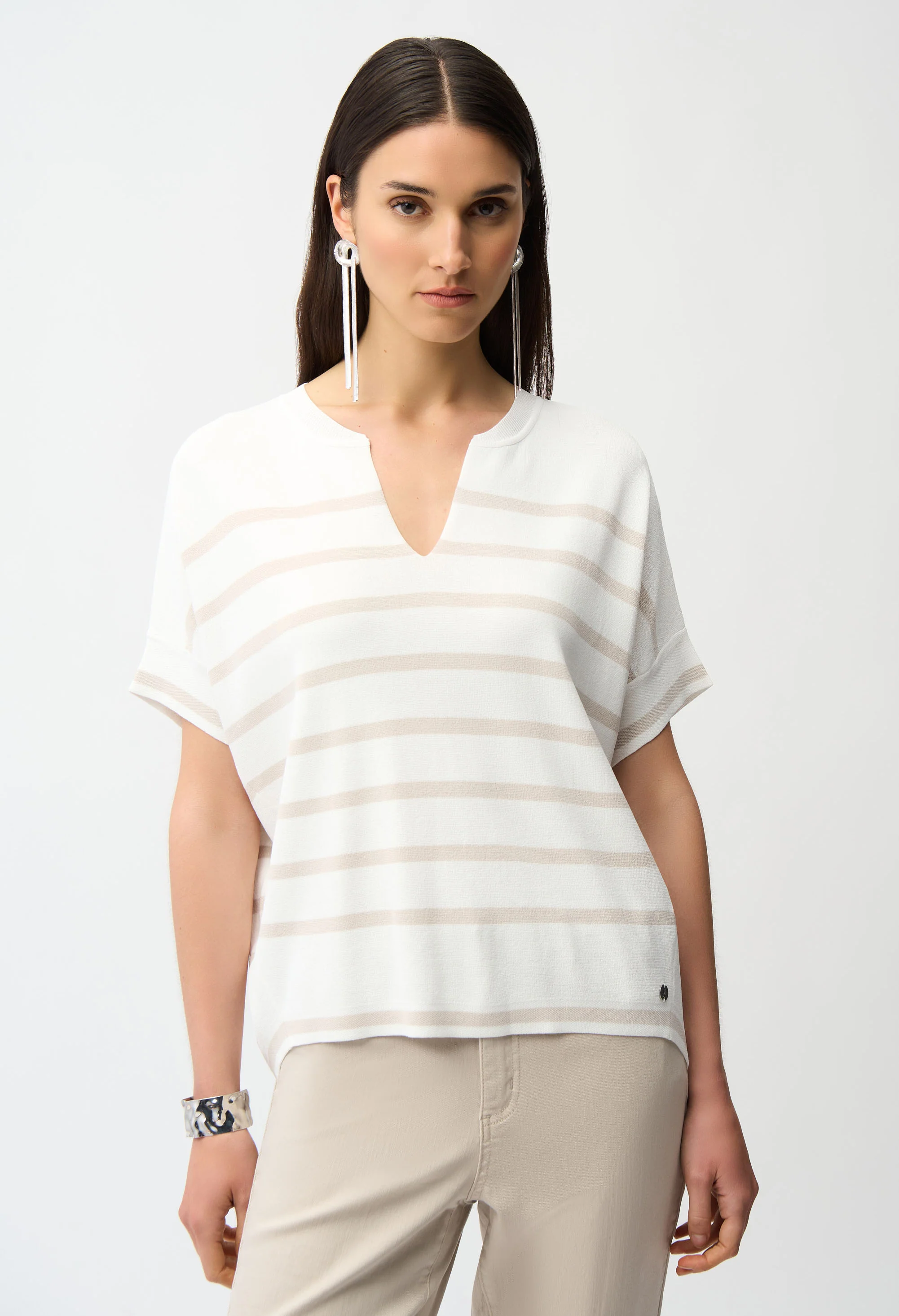 Striped V-neck Top - Image 3