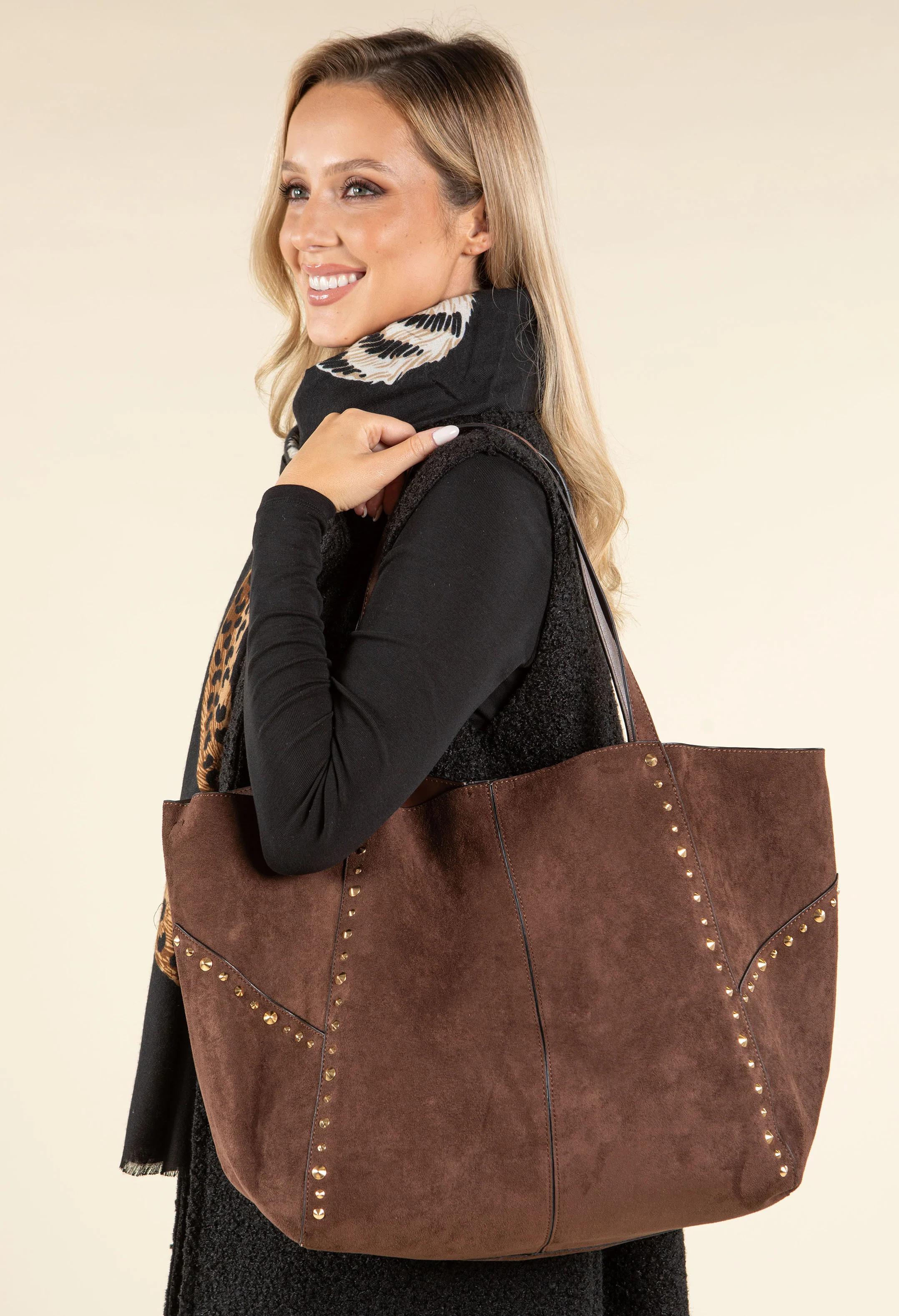 Studded Maxi Shopper Bag - Image 4