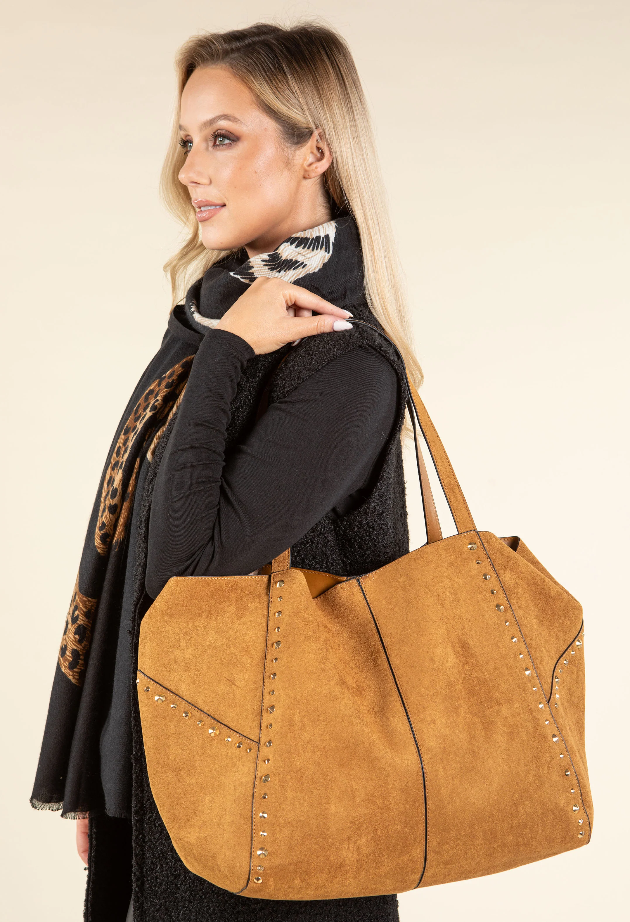 Studded Maxi Shopper Bag - Image 7