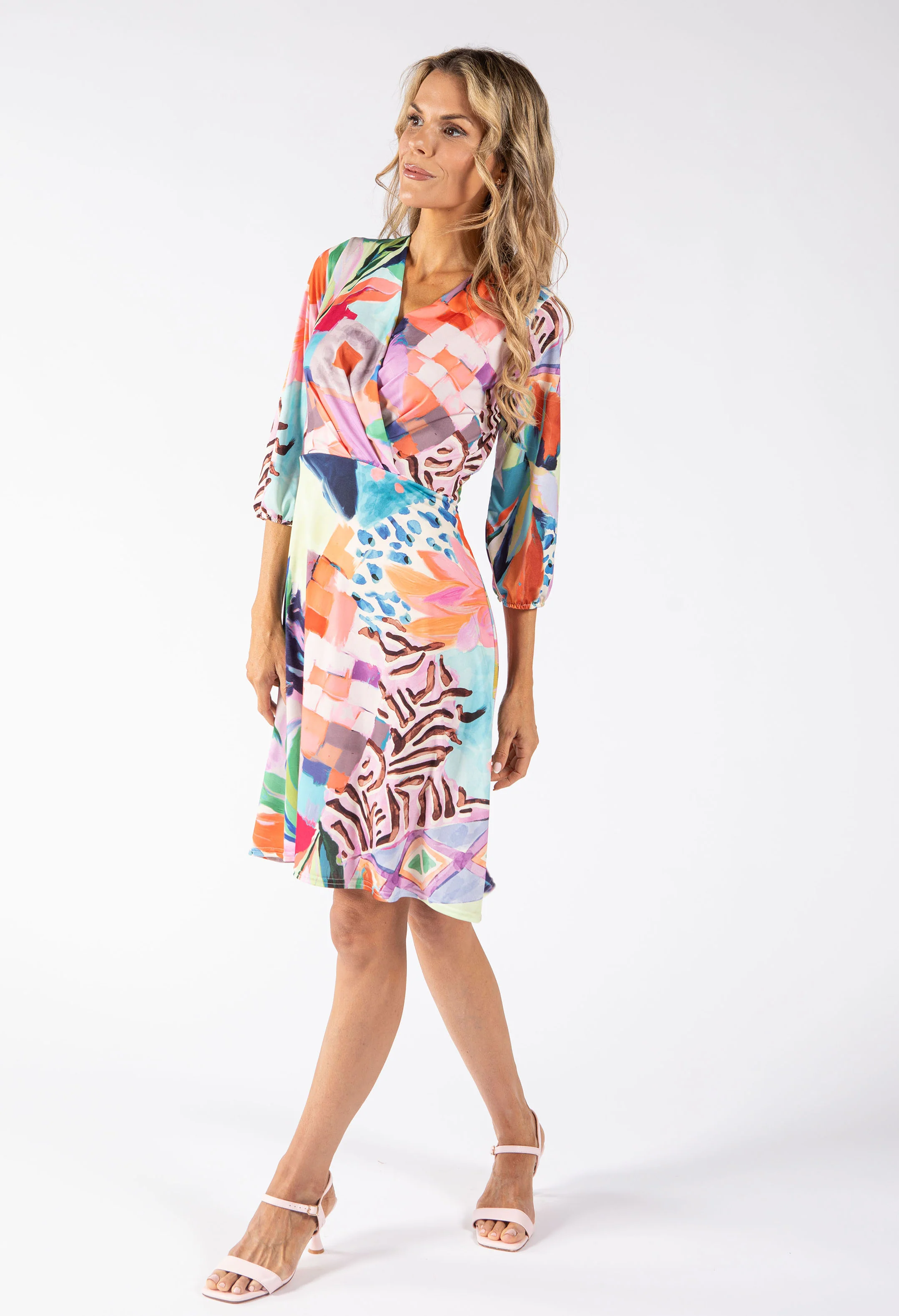 Sunny Abstract Print Wrap Dress - Image 5