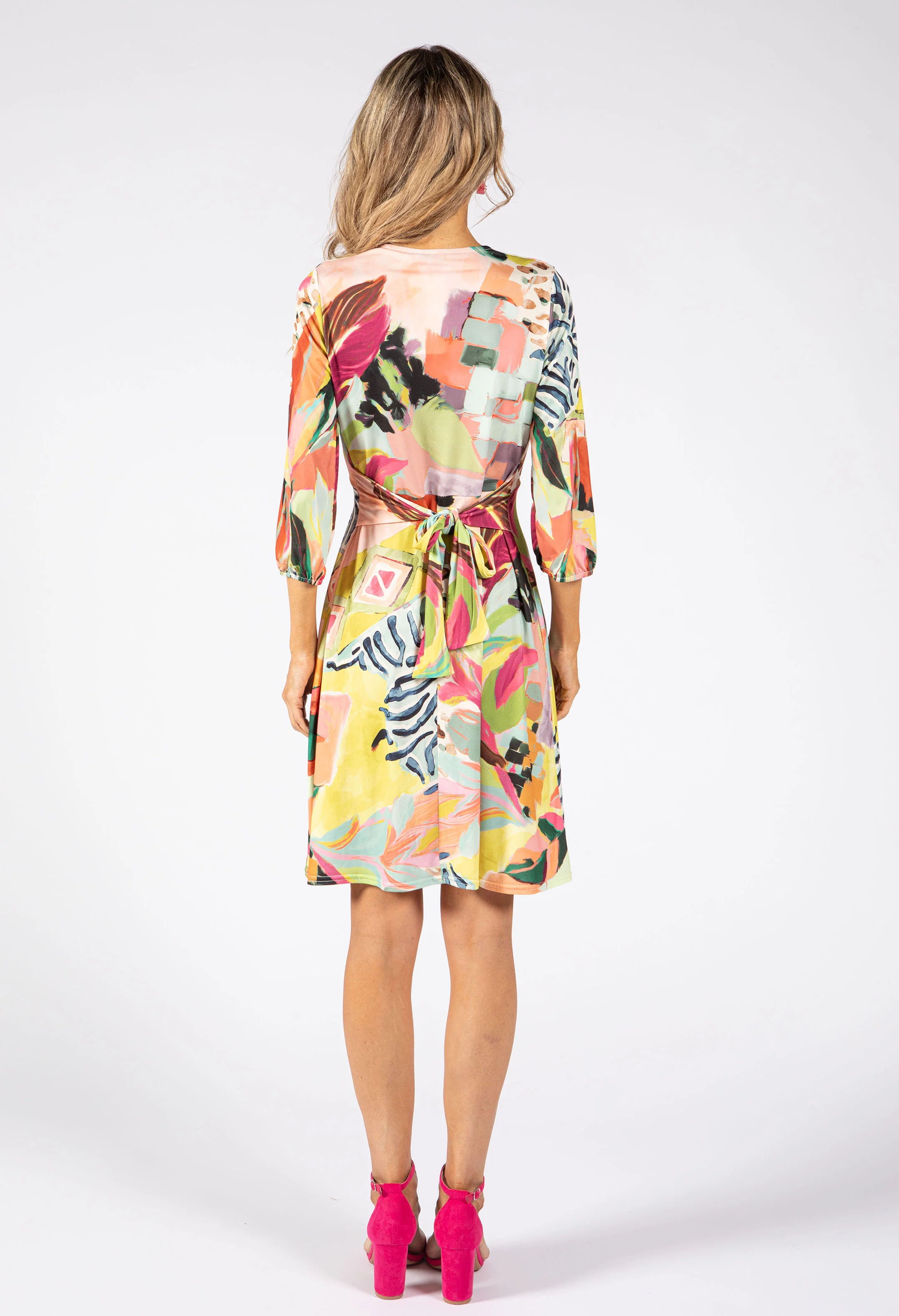 Sunny Abstract Print Wrap Dress - Image 9