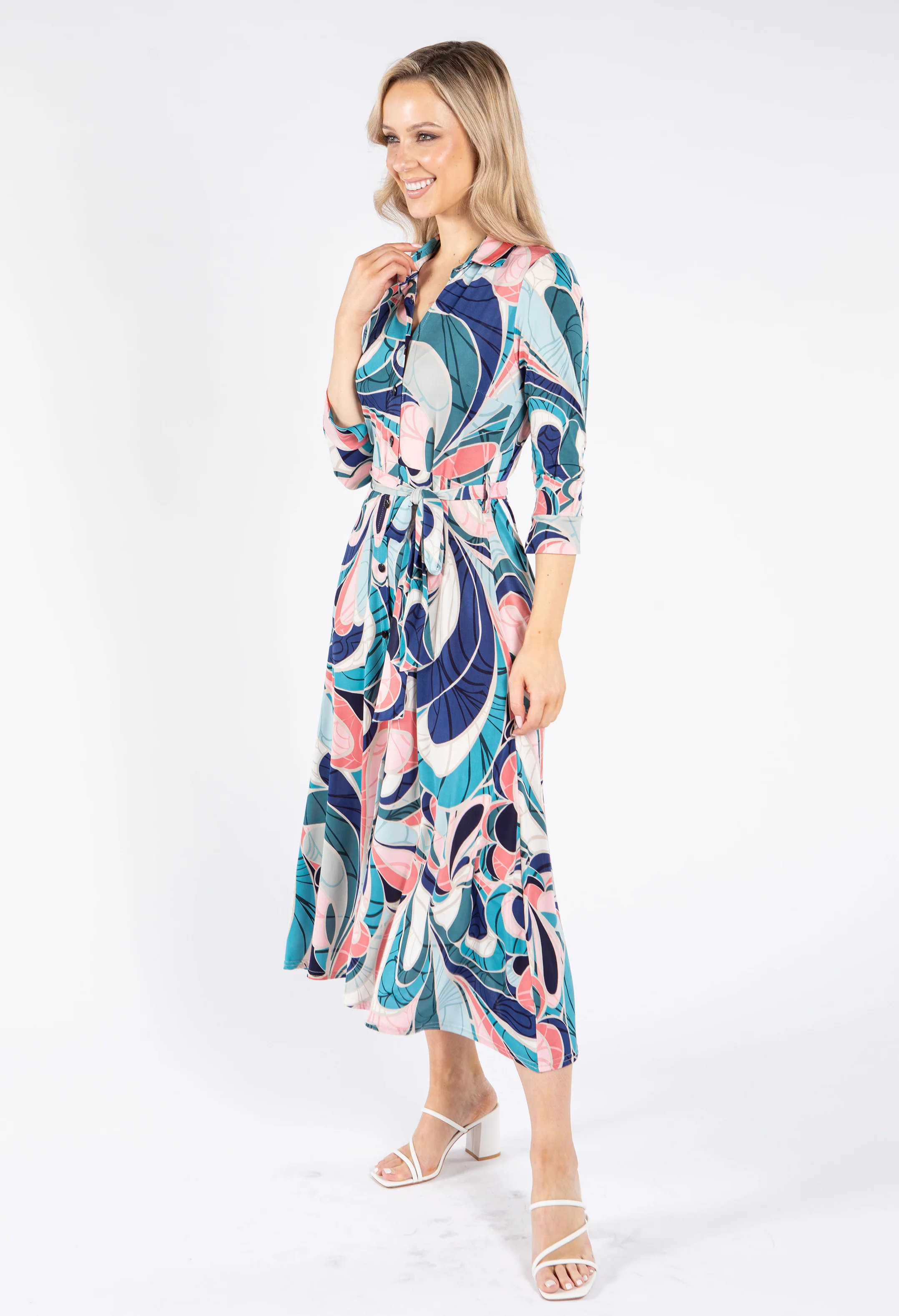 Swirl Print Tie Waist Dress - Image 2