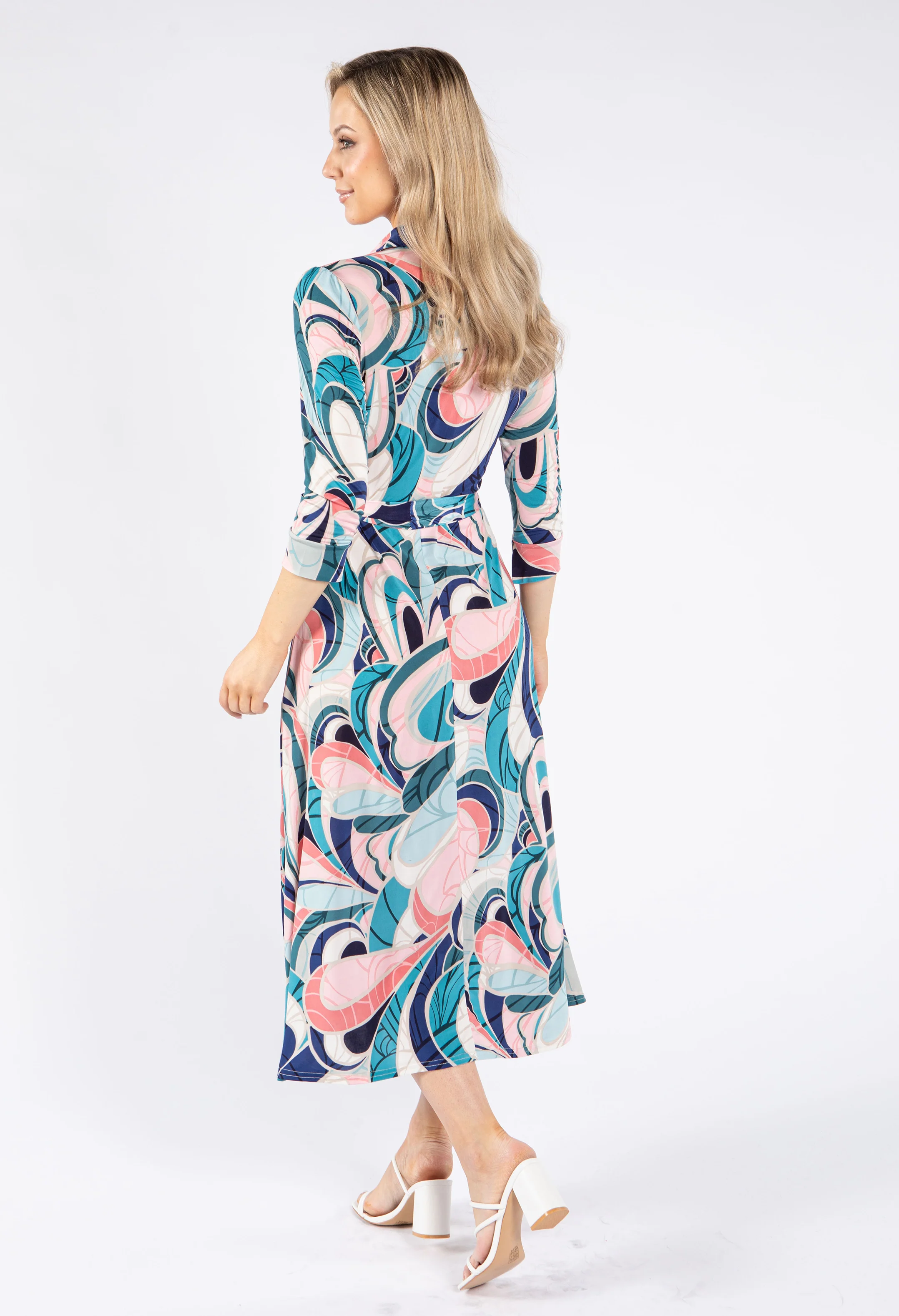 Swirl Print Tie Waist Dress - Image 4