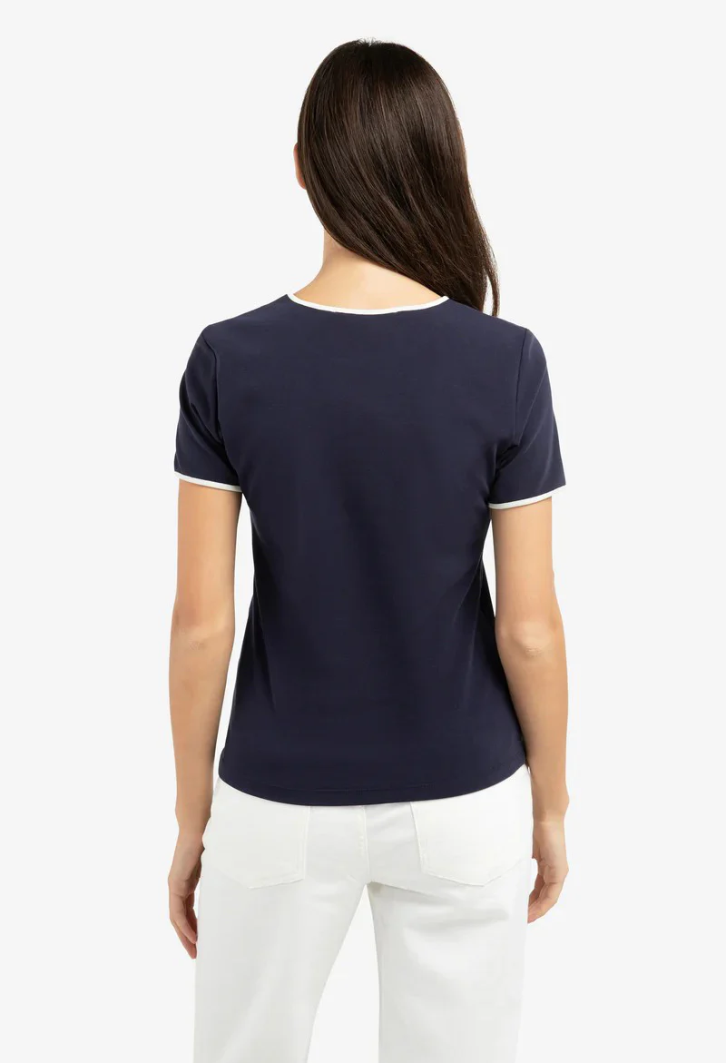 T-shirt with contrasting trim and round neck - Image 3