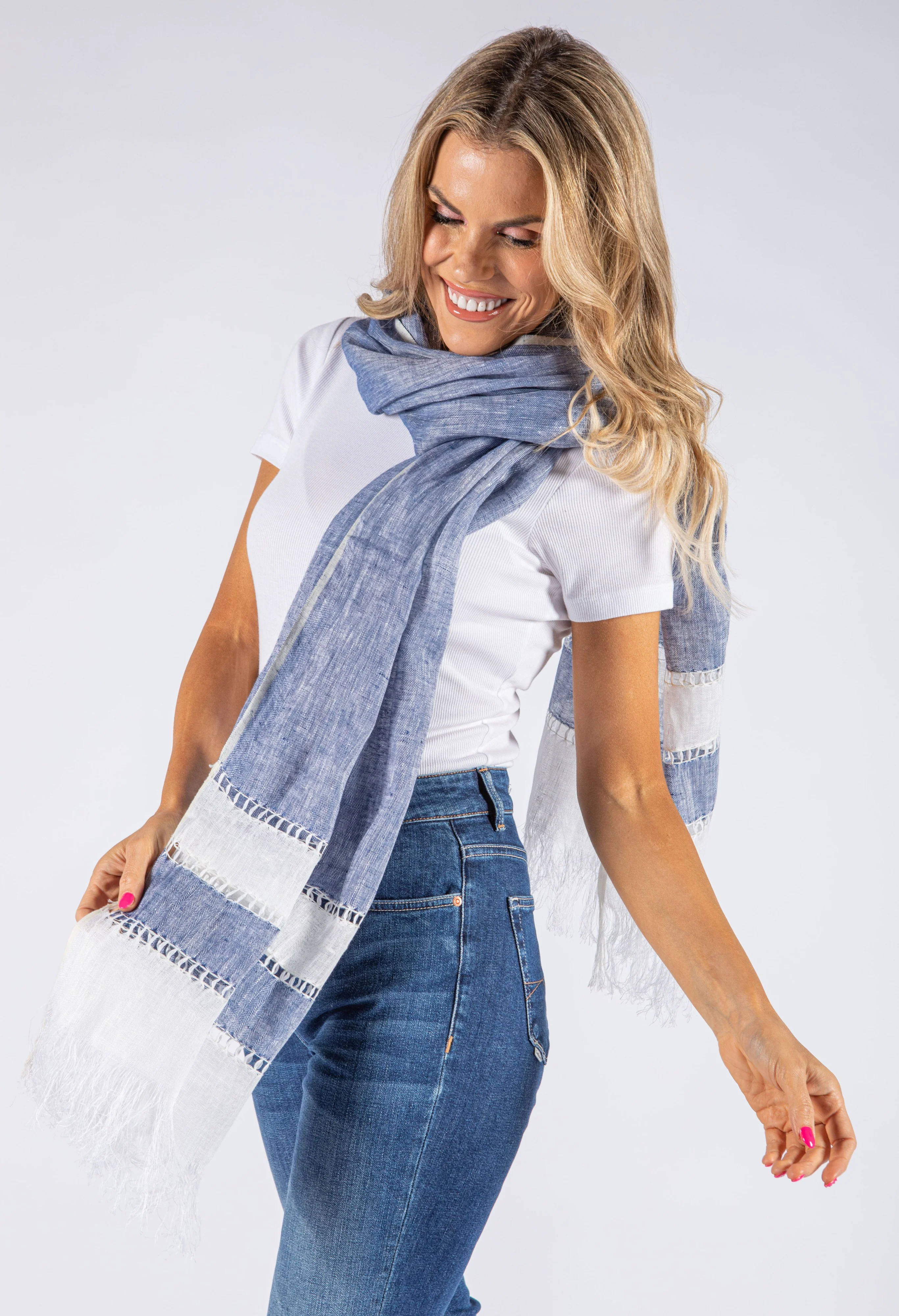Tassel Detail Linen Scarf - Image 3