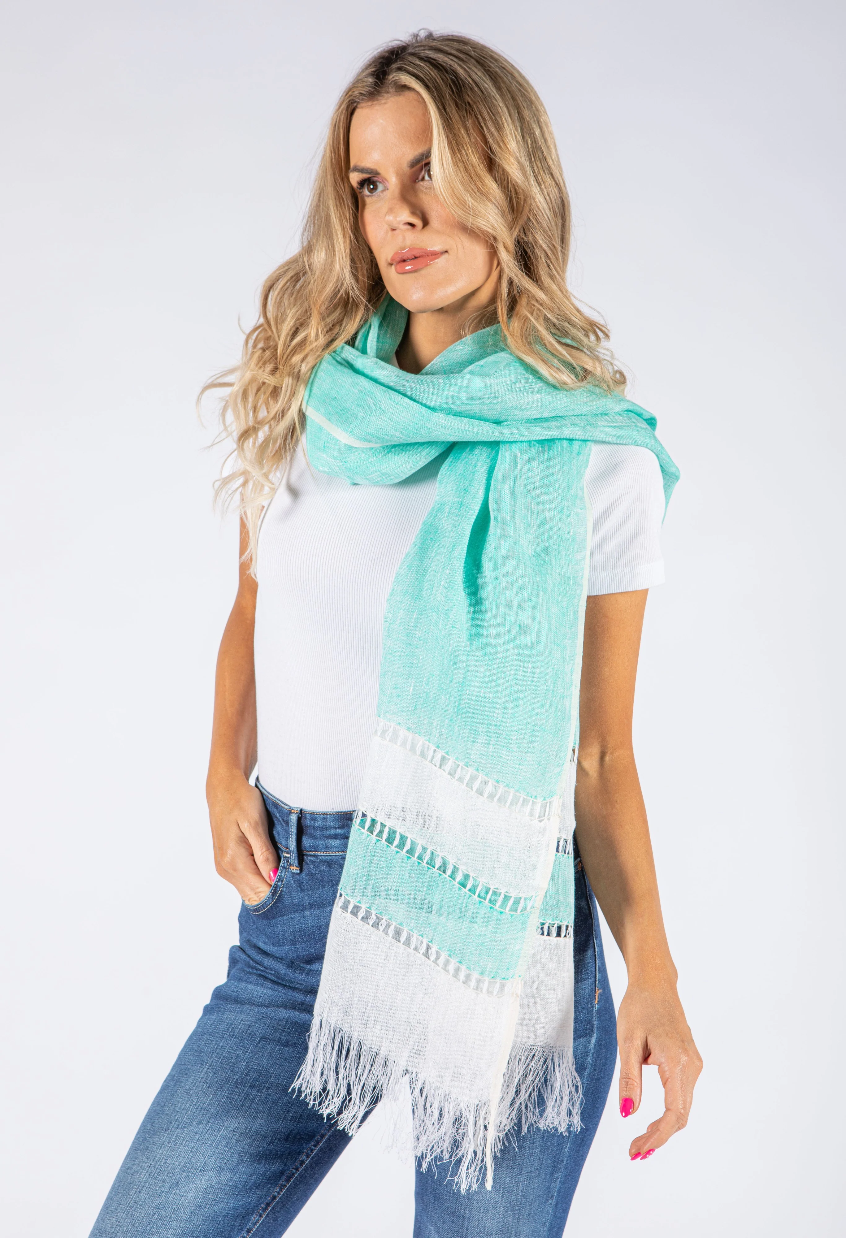 Tassel Detail Linen Scarf - Image 4