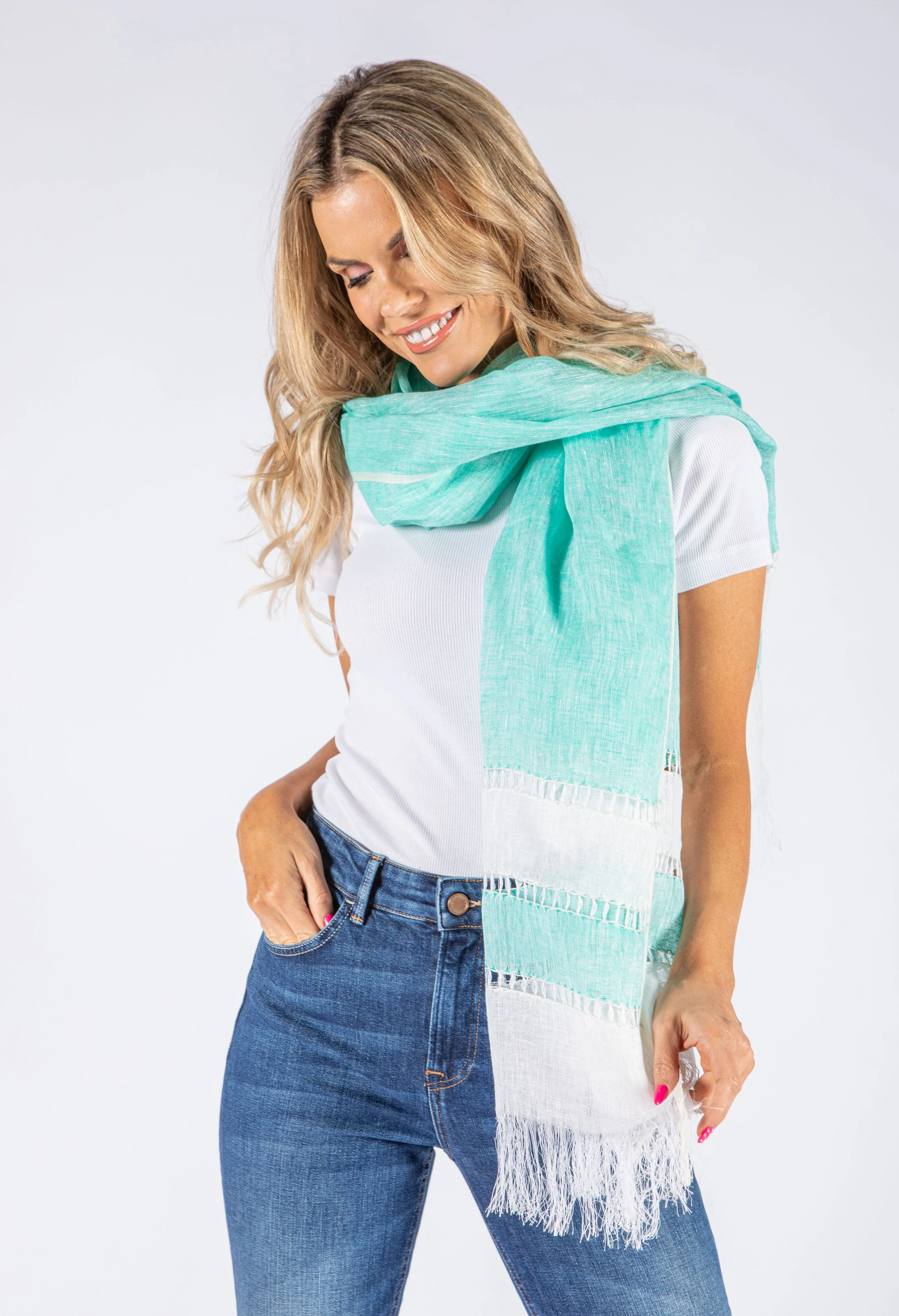 Tassel Detail Linen Scarf - Image 6