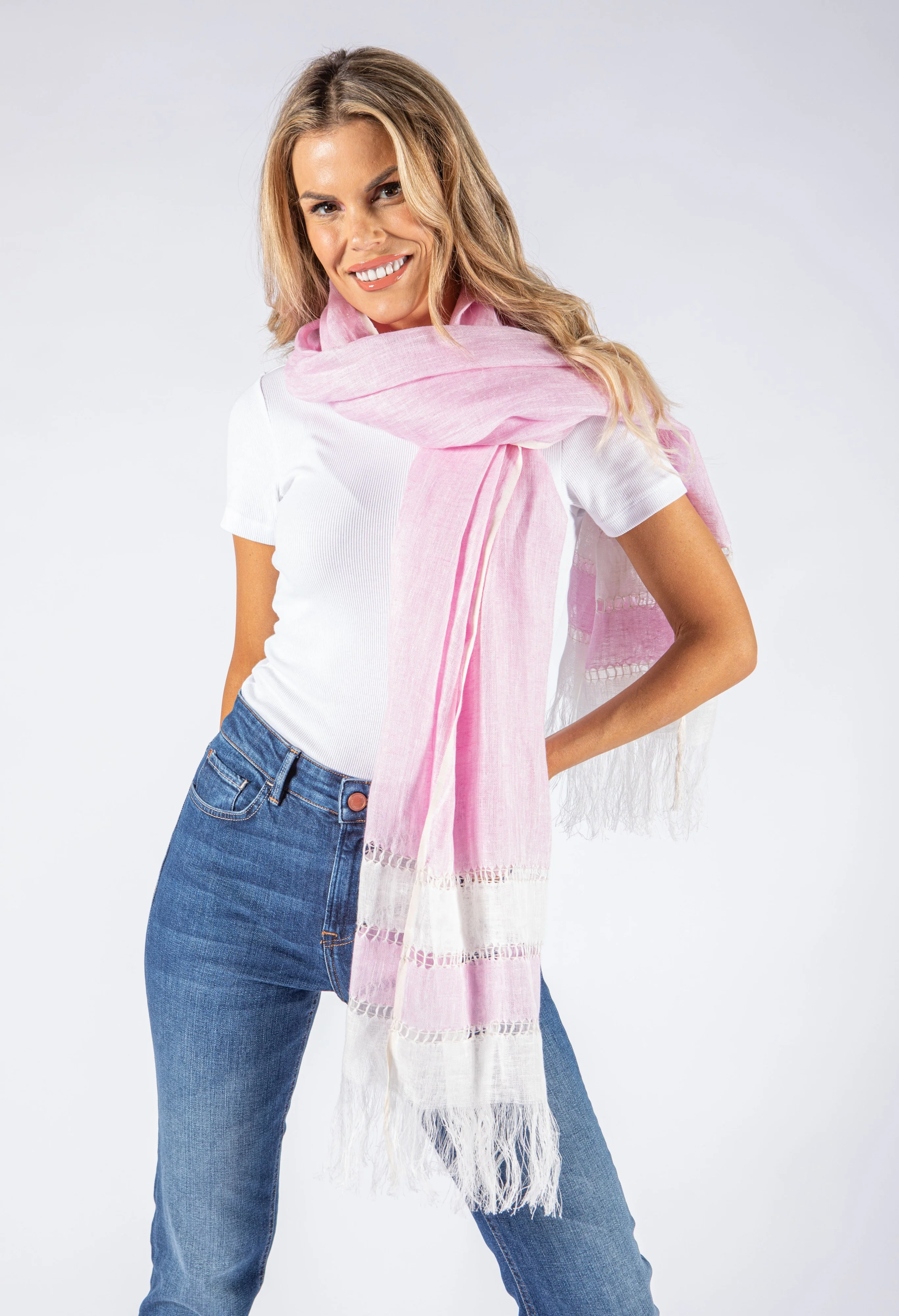 Tassel Detail Linen Scarf - Image 7