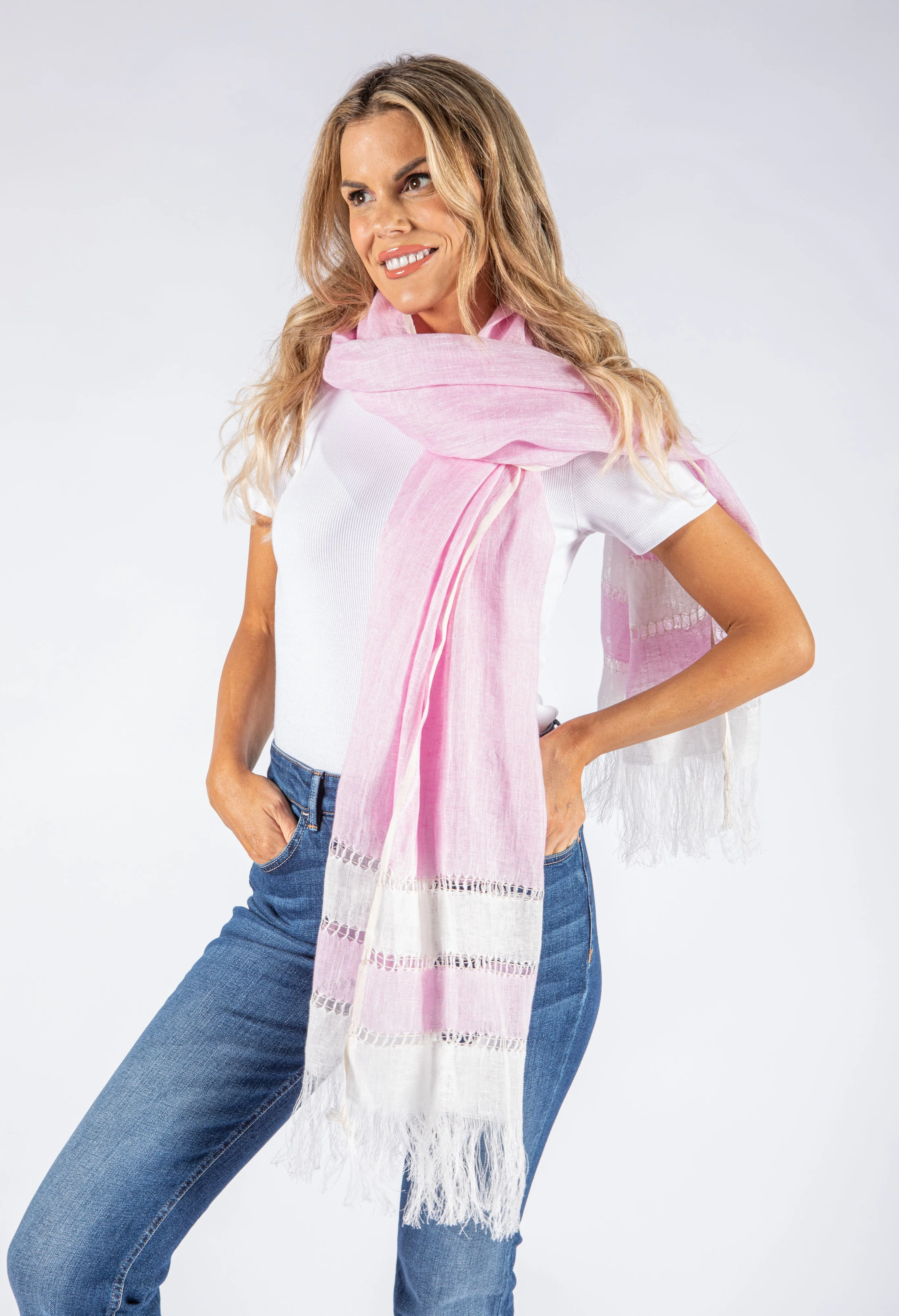 Tassel Detail Linen Scarf - Image 9