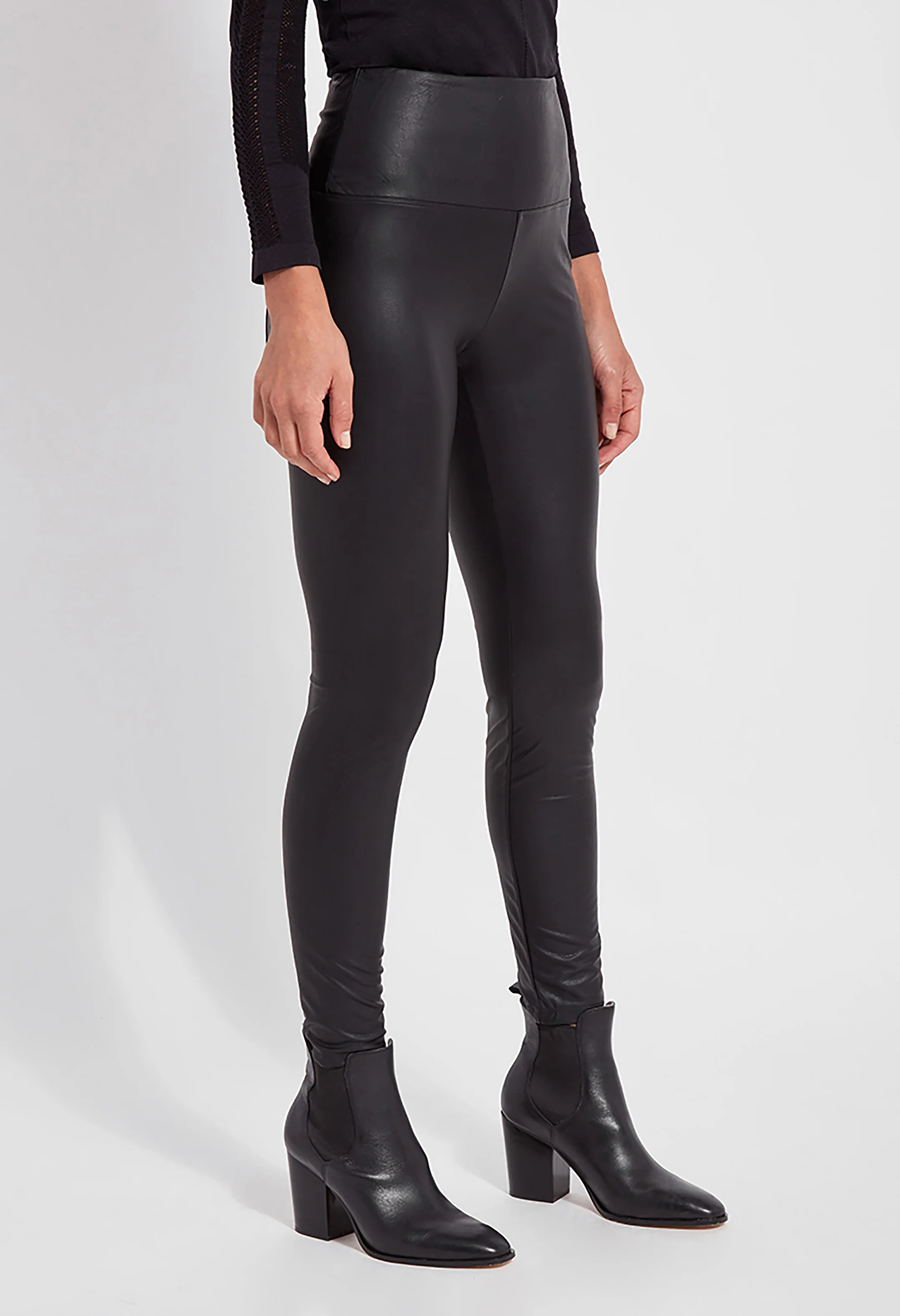 Textured High Waist Leather Legging - Image 2