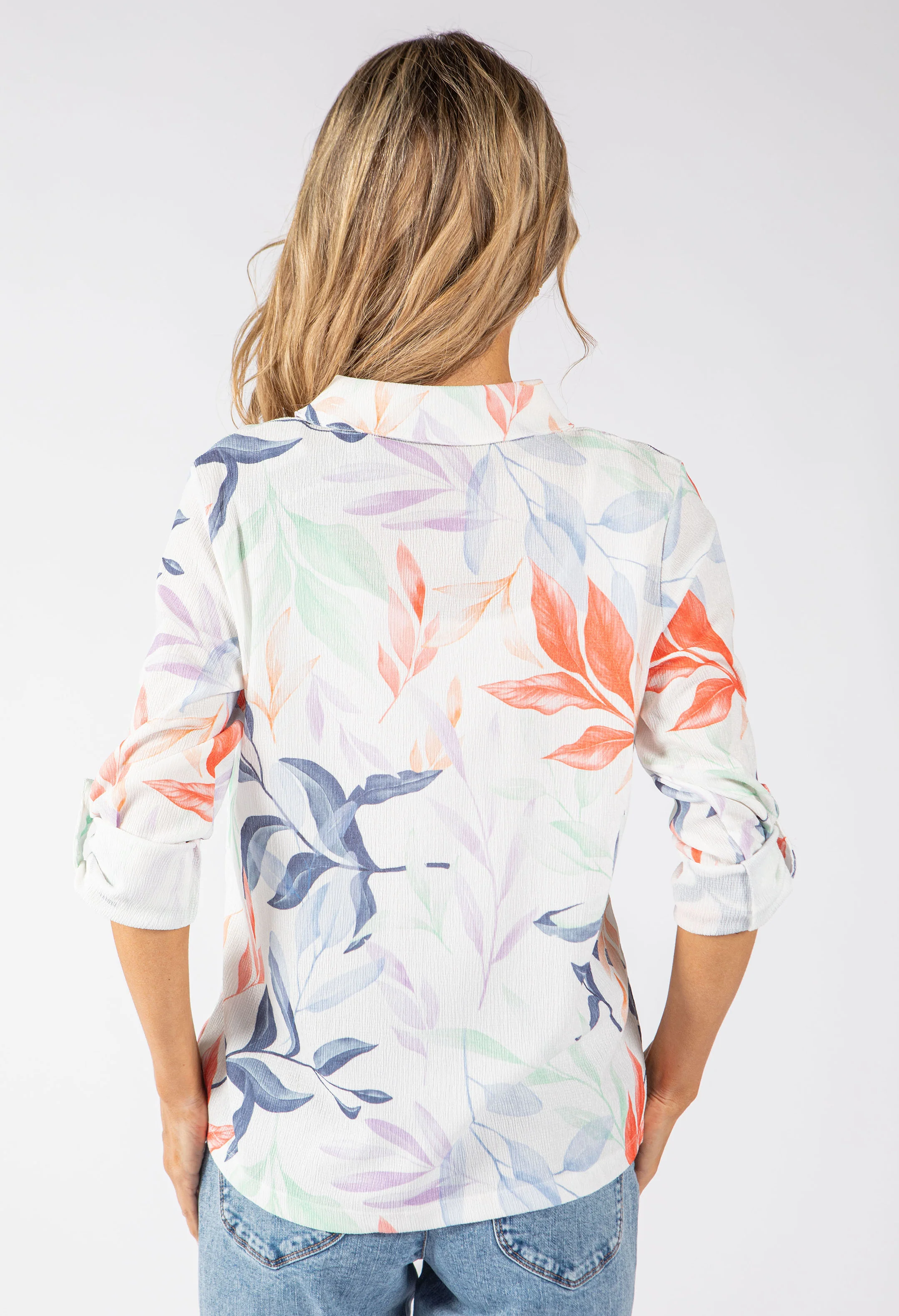 Textured Leaf Print Blouse - Image 4