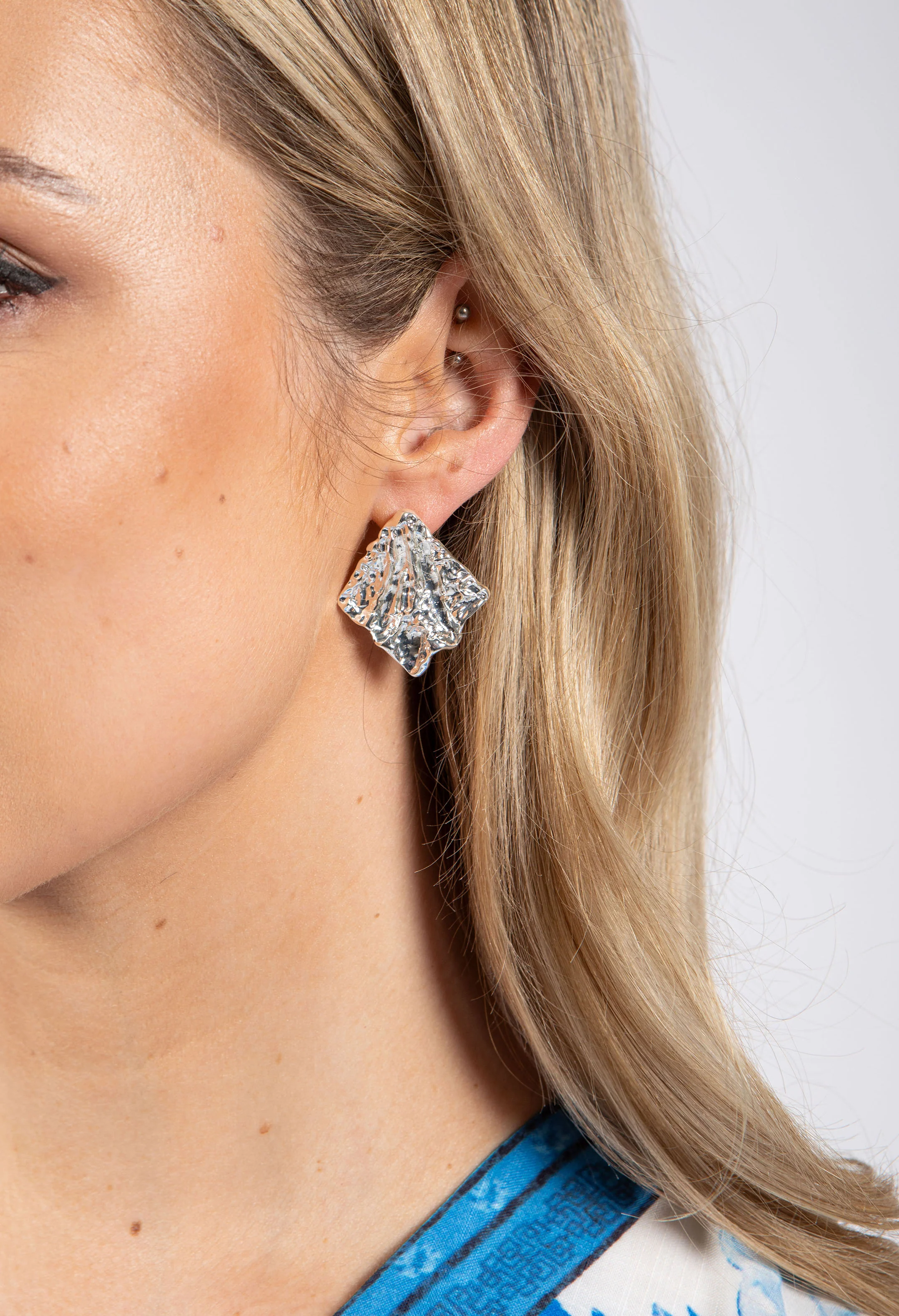 Textured Petal Earrings - Image 3