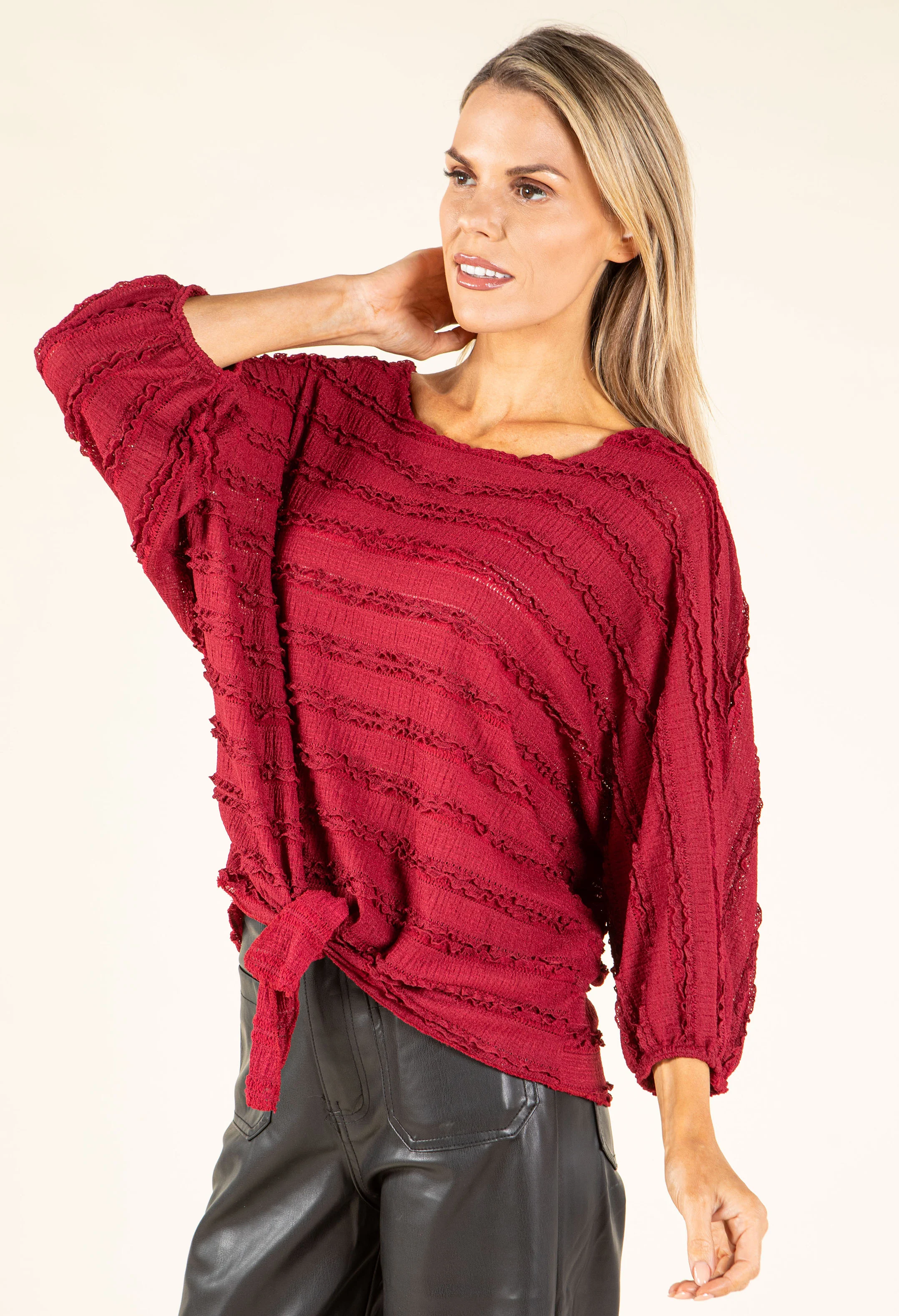 Tie Front Ruffled Blouse - Image 15