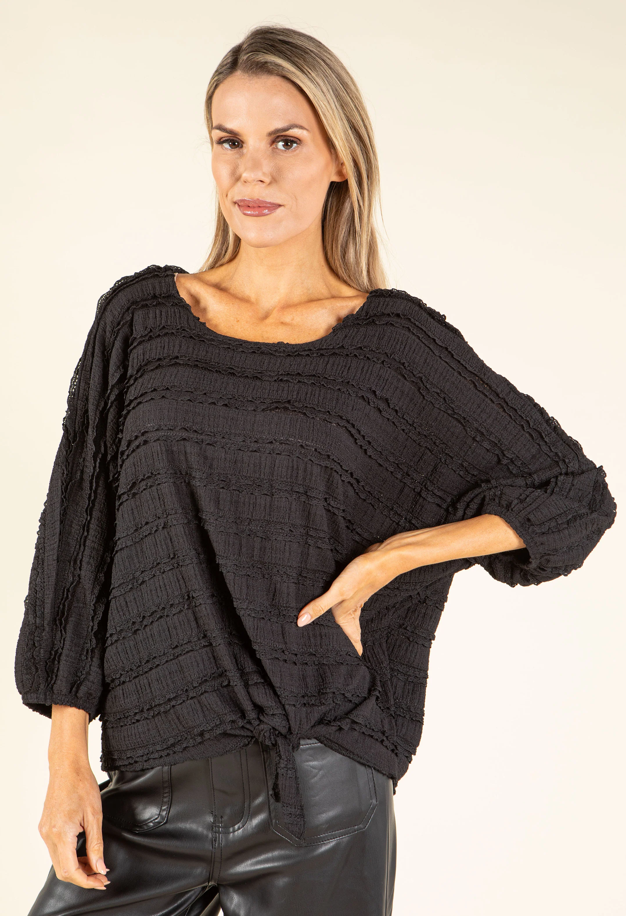 Tie Front Ruffled Blouse - Image 2