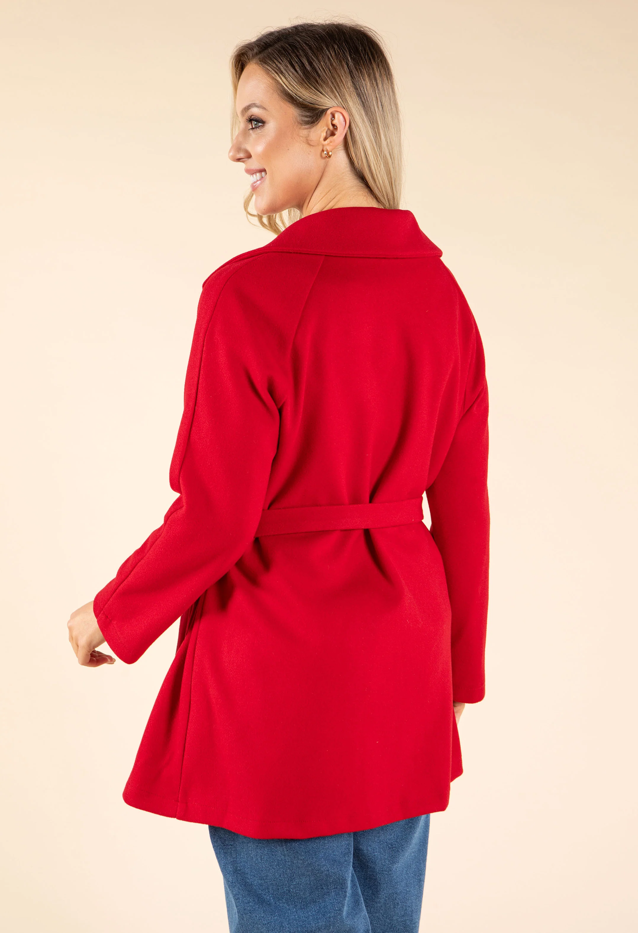 Tie Waist Scallop Detail Coat - Image 4