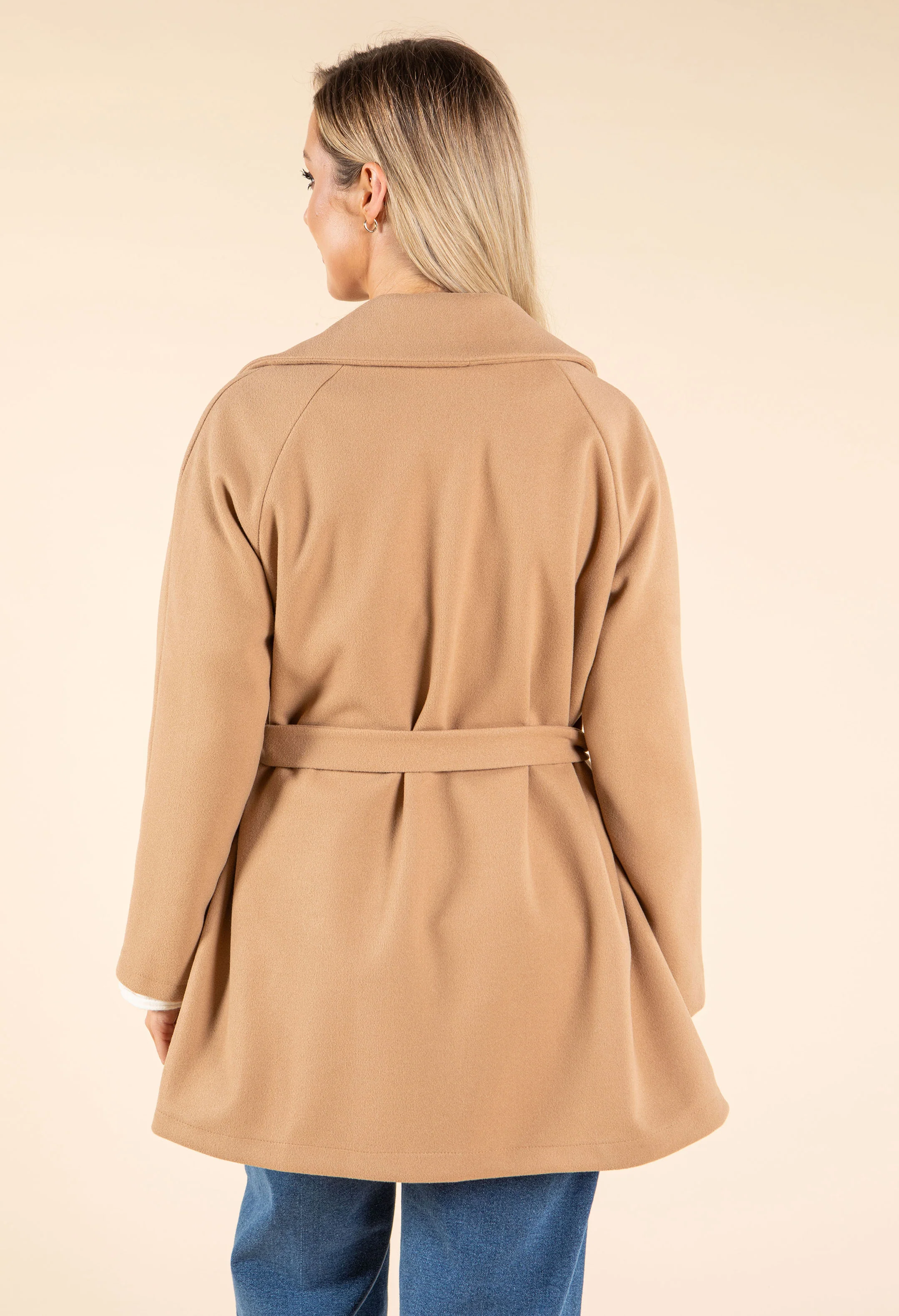 Tie Waist Scallop Detail Coat - Image 8