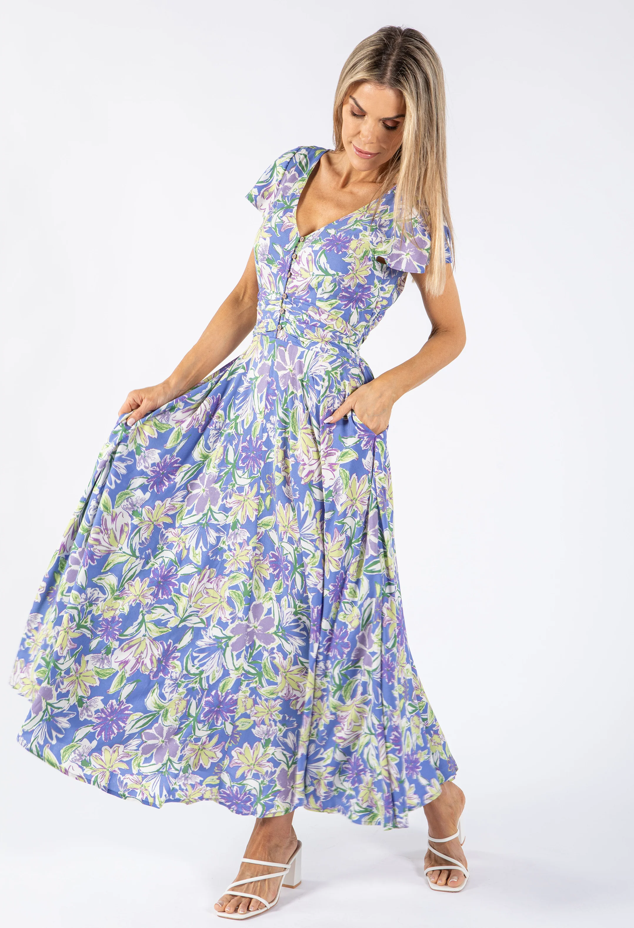 Tropical Blossom Print Dress - Image 10