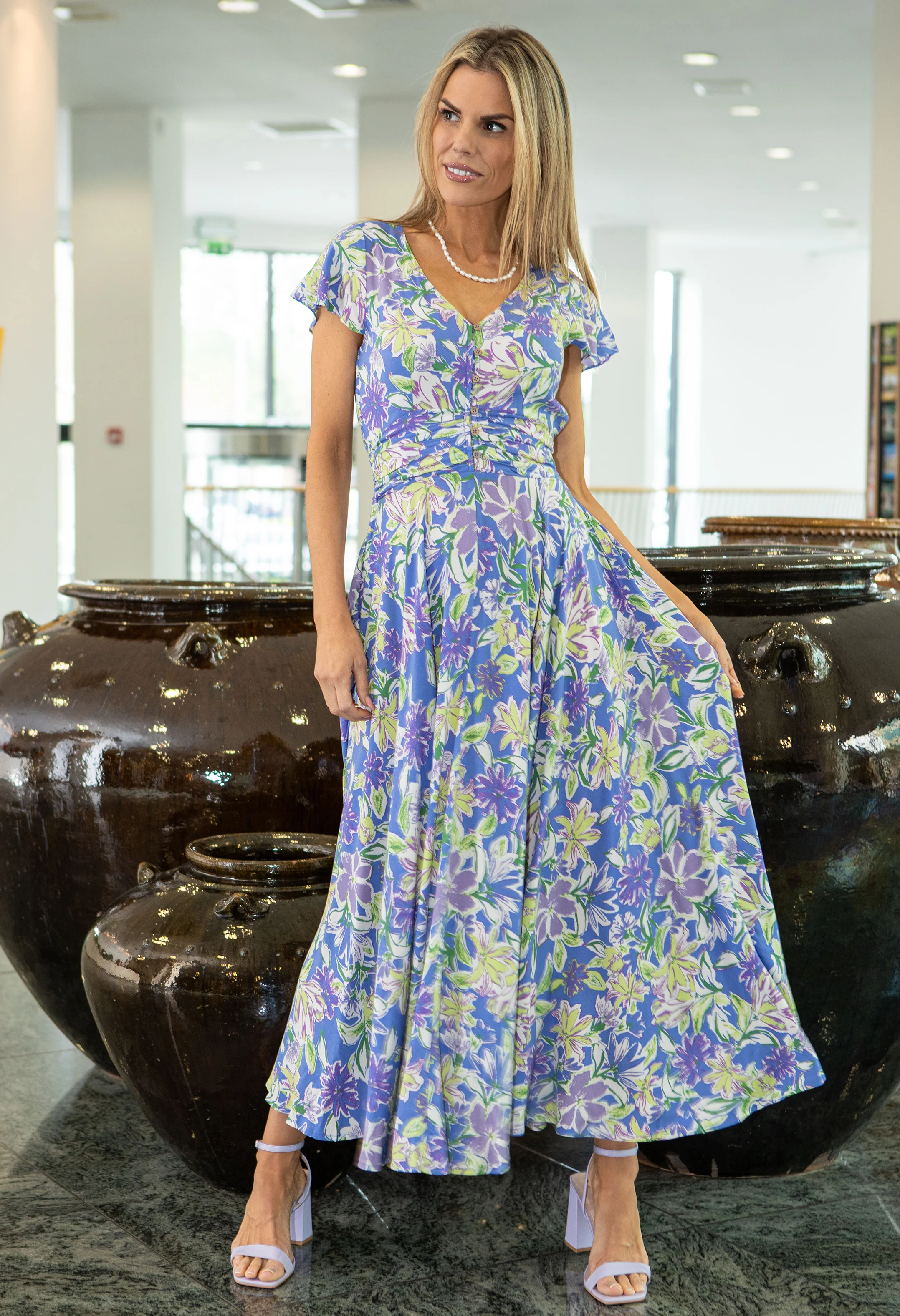 Tropical Blossom Print Dress - Image 7