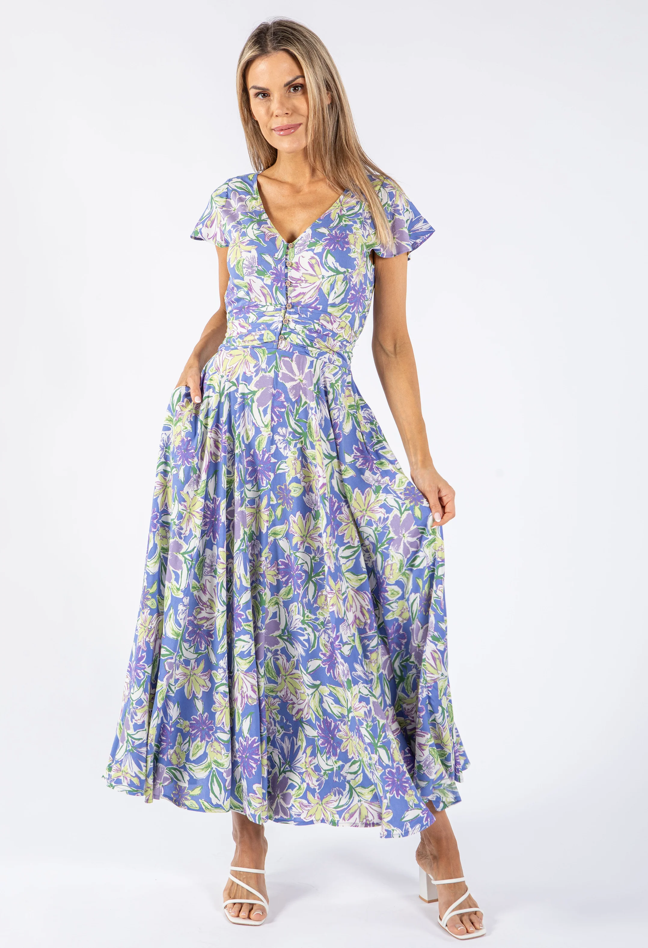 Tropical Blossom Print Dress - Image 8